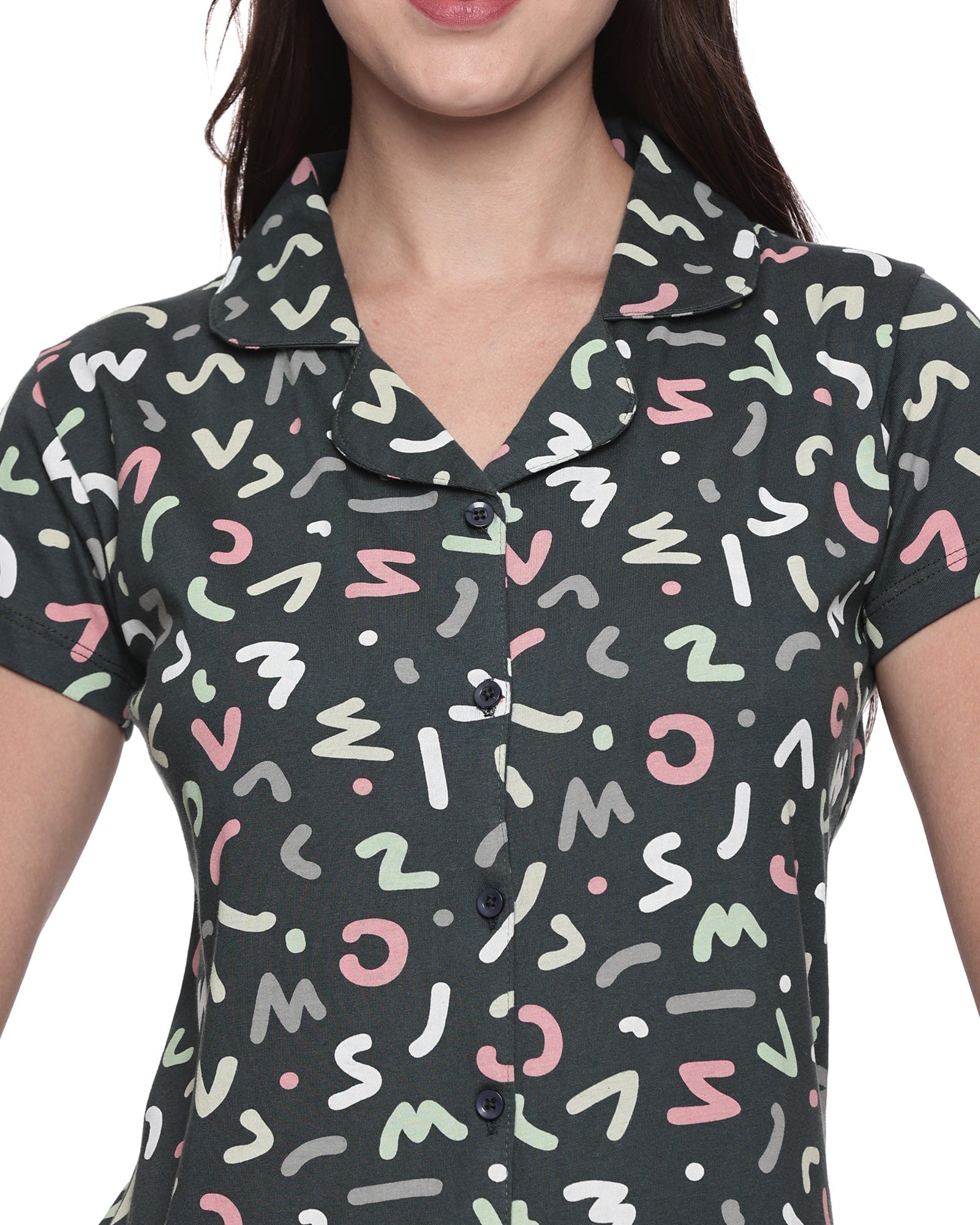 Cotton Lycra Short Sleeve Printed Shirt and Pant Set - 6497 A Teens Lifestyle