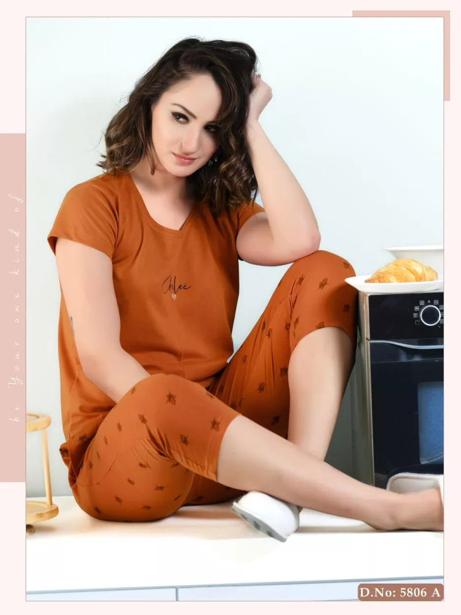 Cotton Lycra Short Sleeve T-shirt and Pant Set - 5806 A Teens Lifestyle