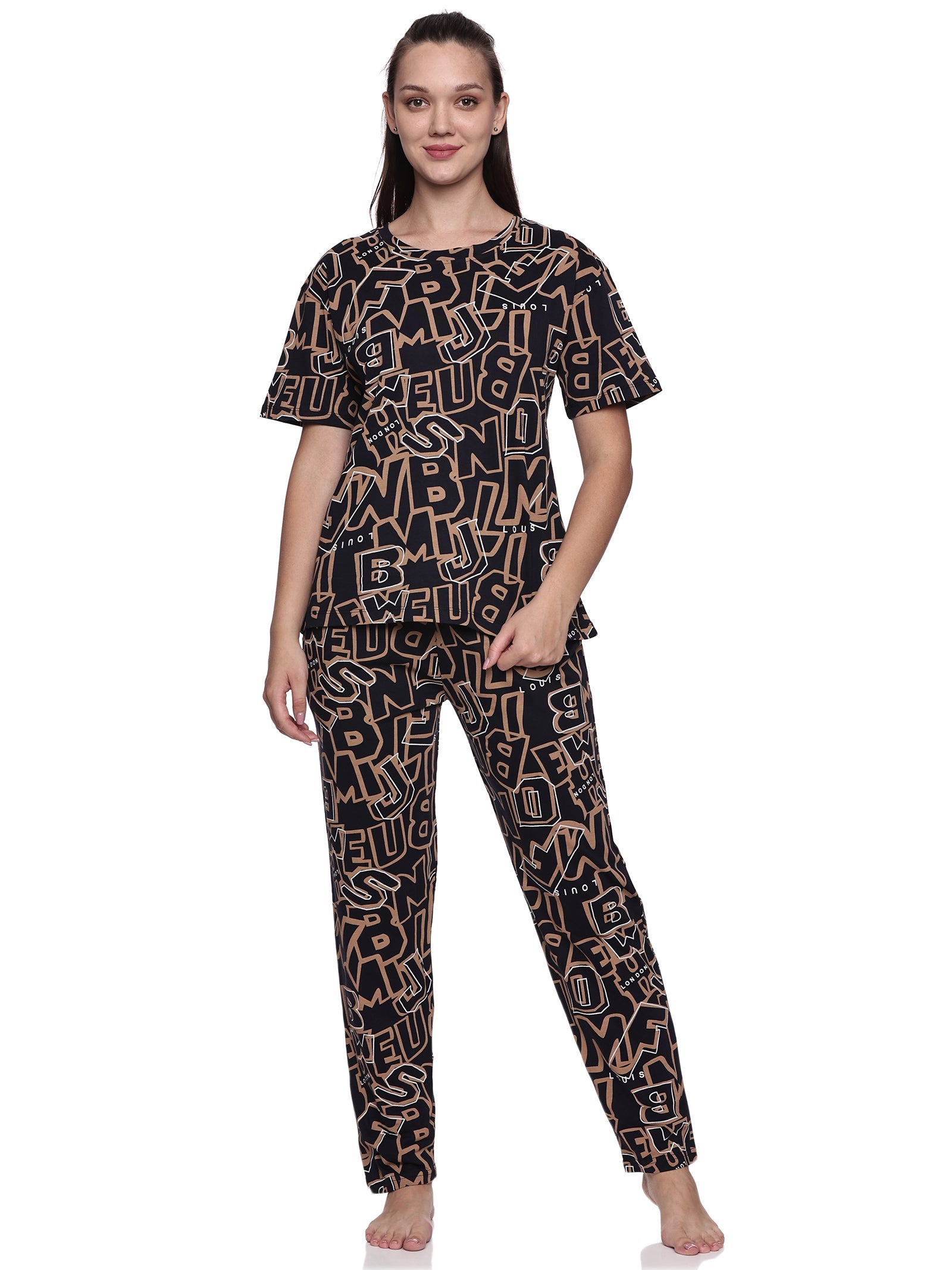 Cotton Lycra Drop Sleeve Printed T-shirt and Pant Set - 6345 A Teens Lifestyle