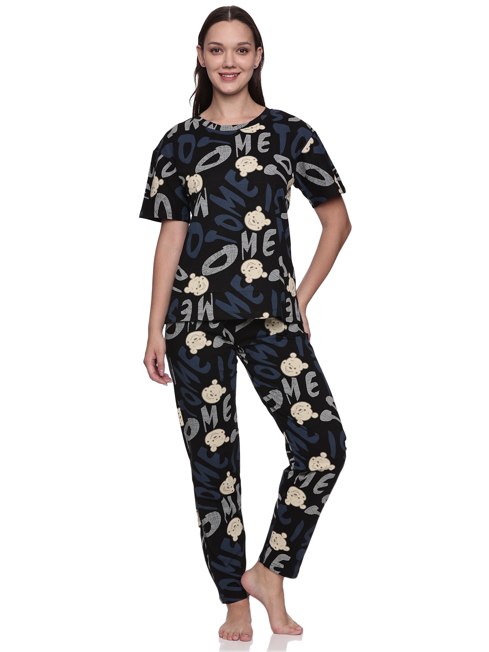 Cotton Lycra Drop Sleeve Printed T-shirt and Pant Set - 6348 B Teens Lifestyle