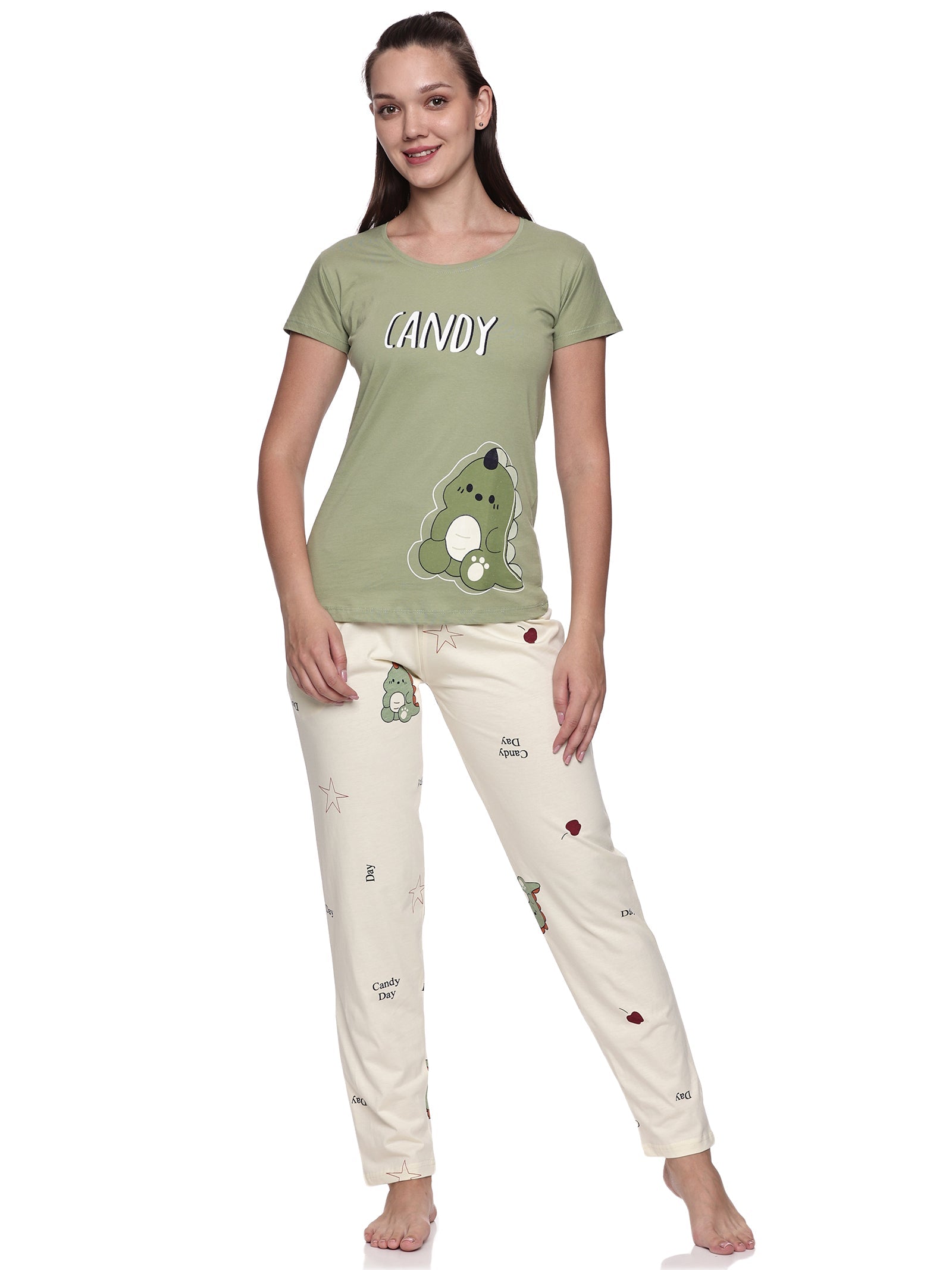 Cotton Lycra Short Sleeve Printed T-shirt and Pant Set - 6533 A Teens Lifestyle