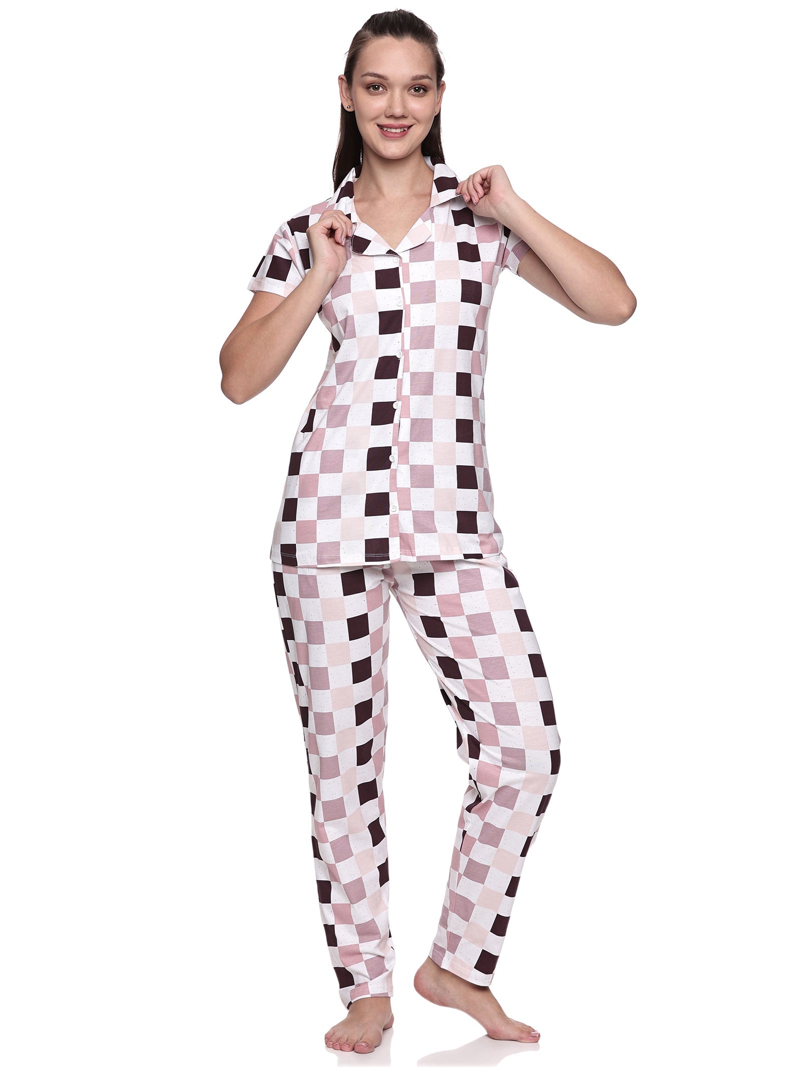 Cotton Lycra Short Sleeve Printed Shirt and Pant Set - 6459 A Teens Lifestyle