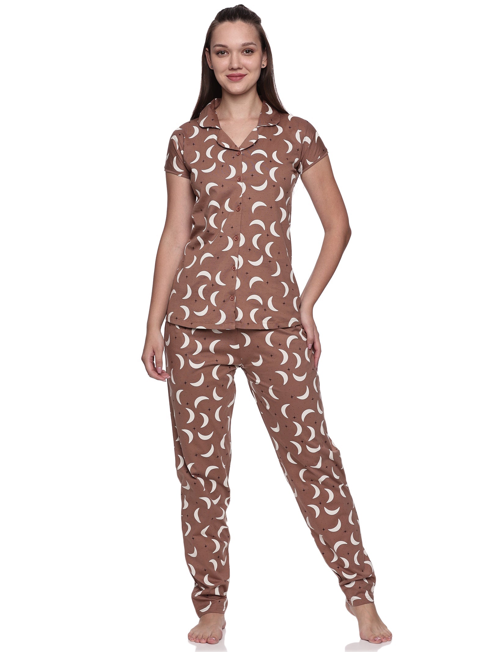 Cotton Lycra Short Sleeve Printed Shirt and Pant Set - 6567 B Teens Lifestyle