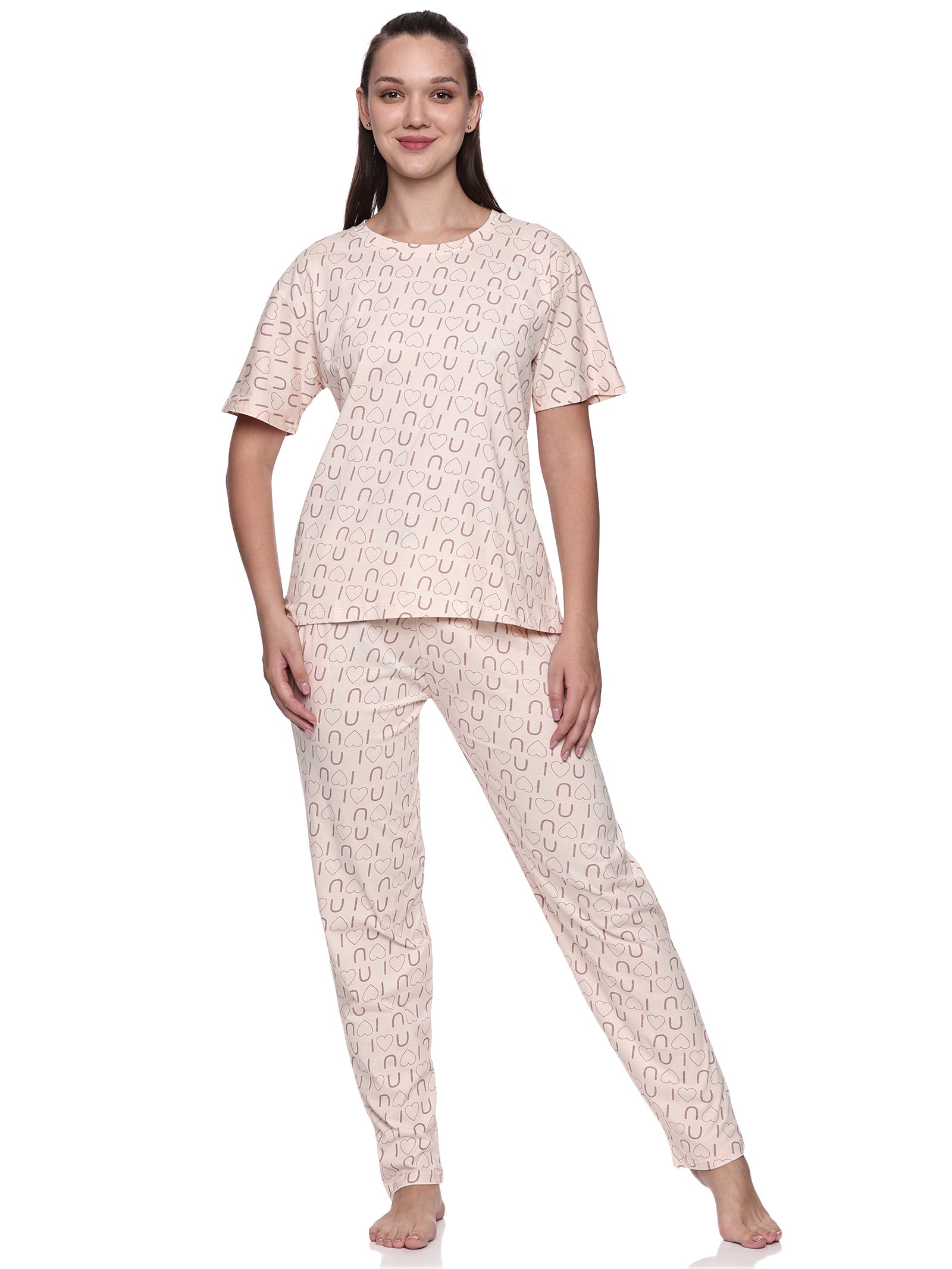 Cotton Lycra Drop Sleeve Printed T-shirt and Pant Set - 6294 B Teens Lifestyle