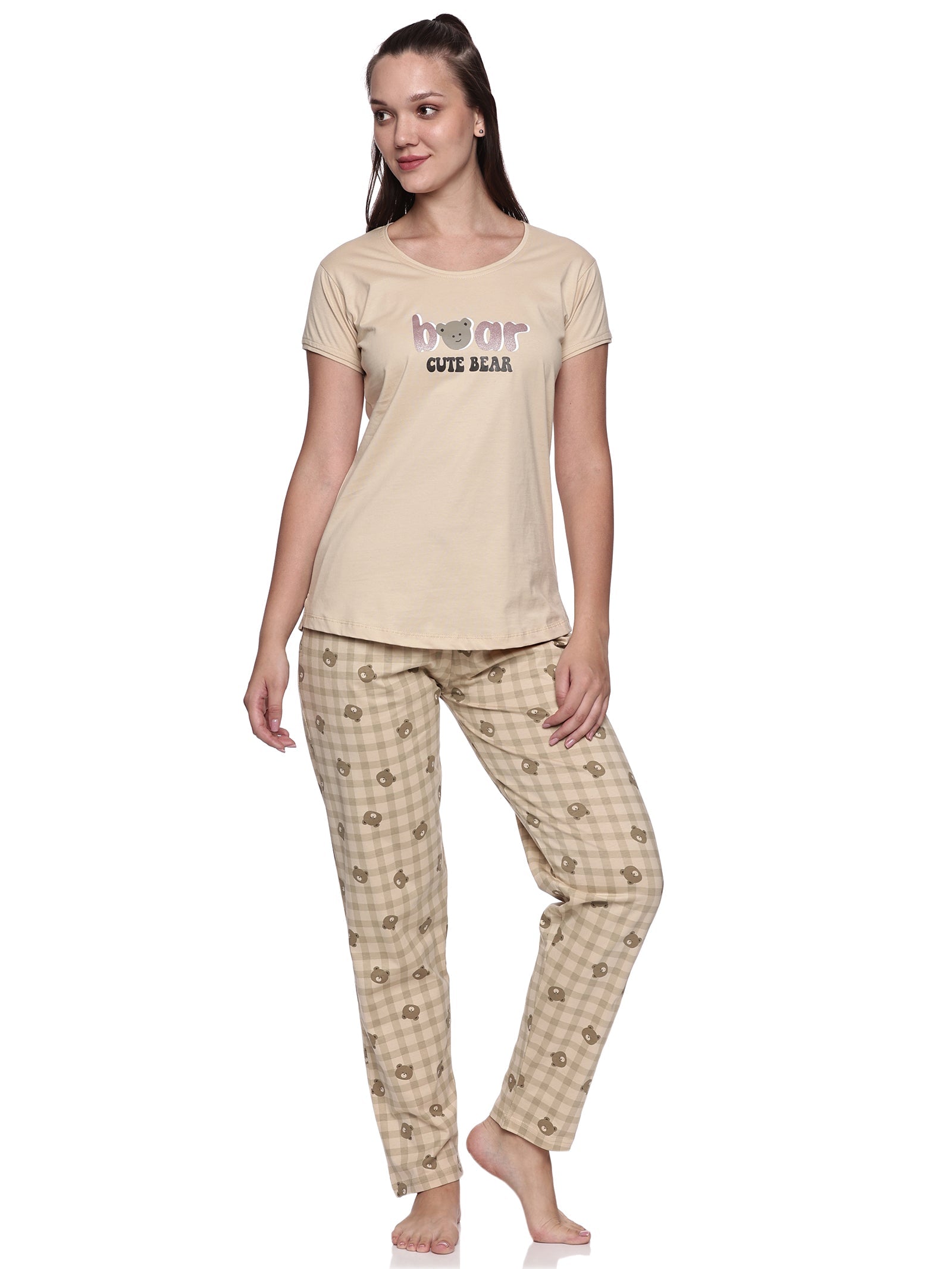 Cotton Lycra Short Sleeve Printed T-shirt and Pant Set - 6549 A Teens Lifestyle