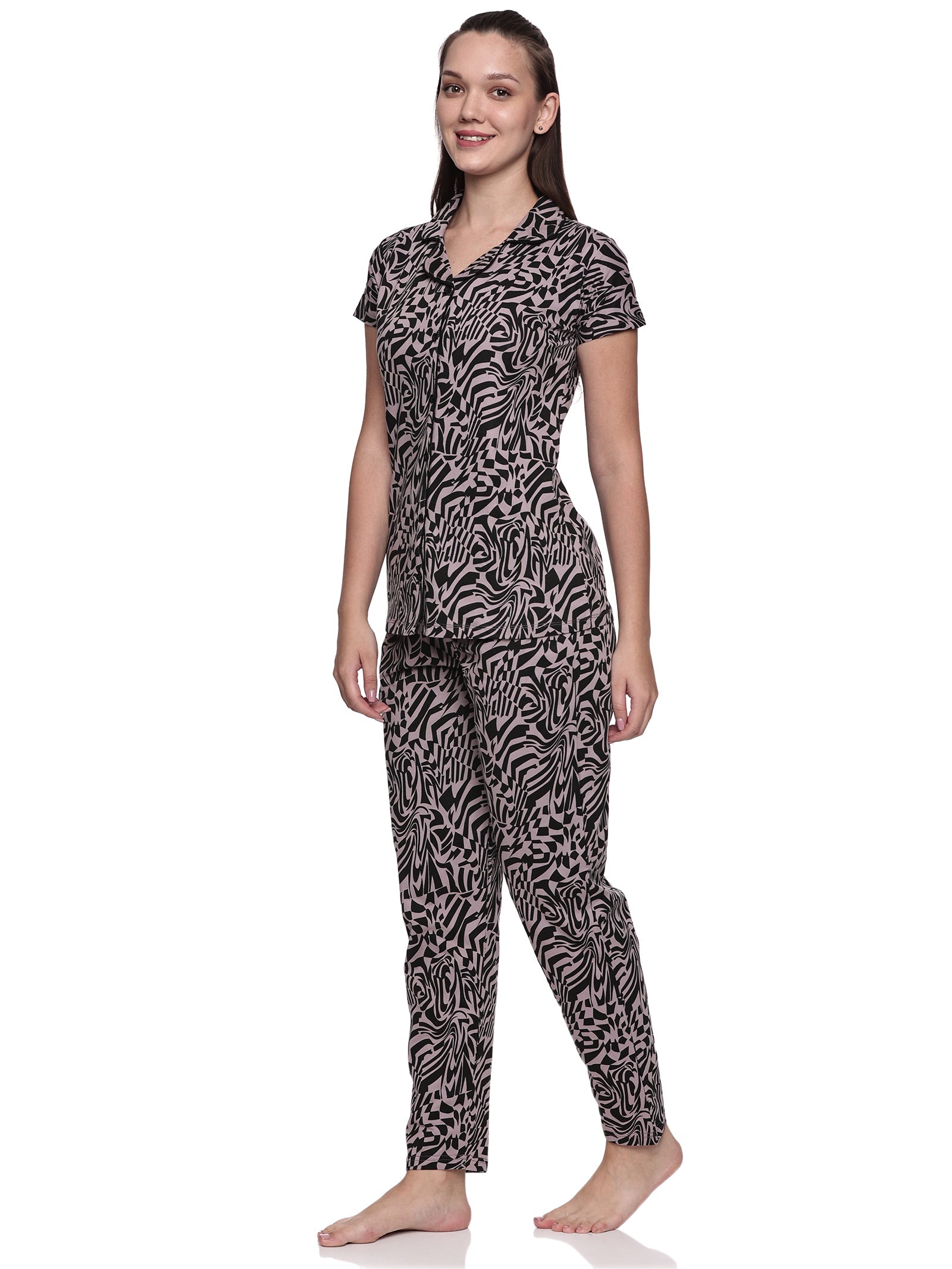 Cotton Lycra Short Sleeve Printed Shirt and Pant Set - 6389 A Teens Lifestyle