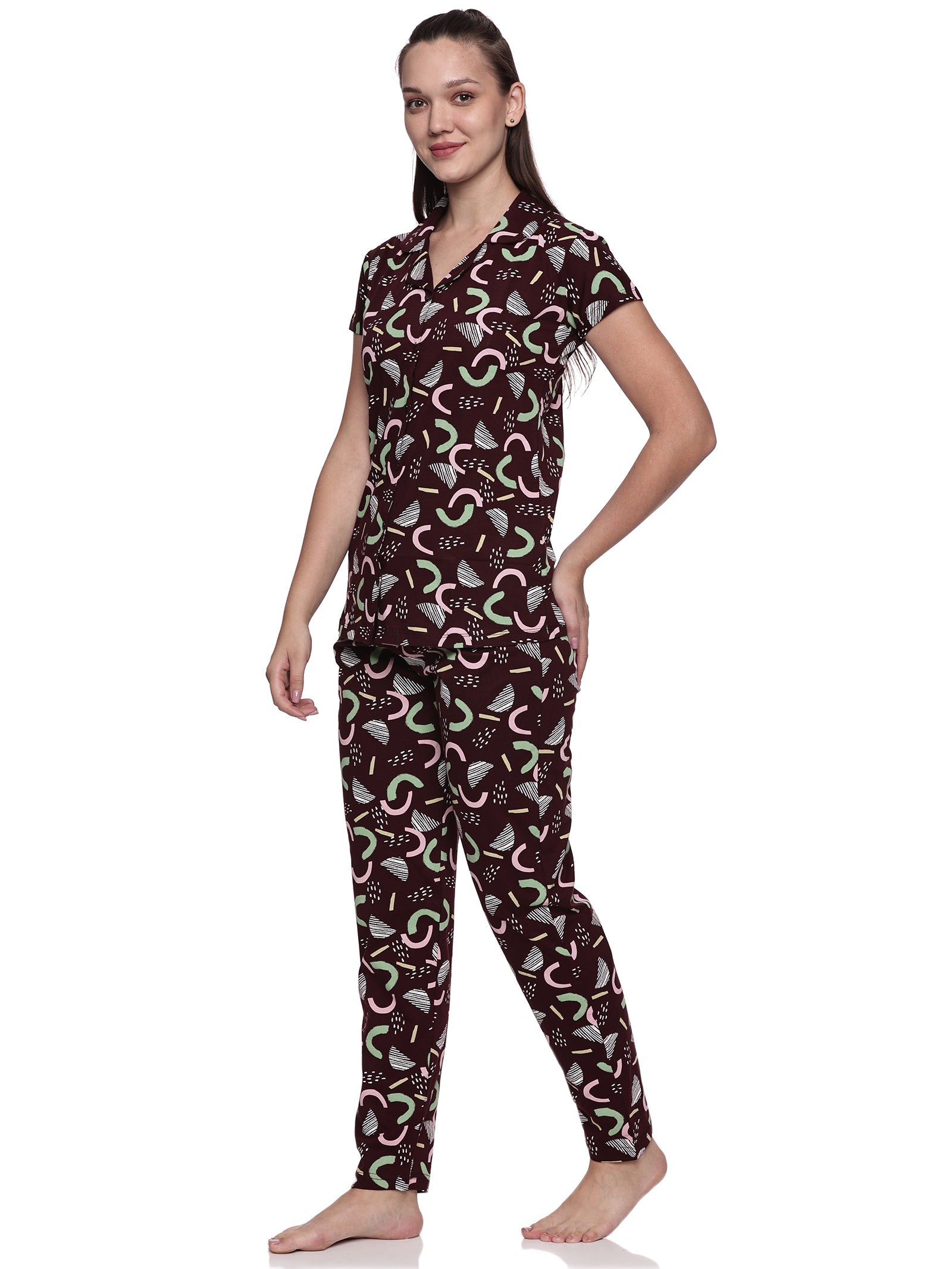 Cotton Lycra Short Sleeve Printed Shirt and Pant Set - 6512 B Teens Lifestyle