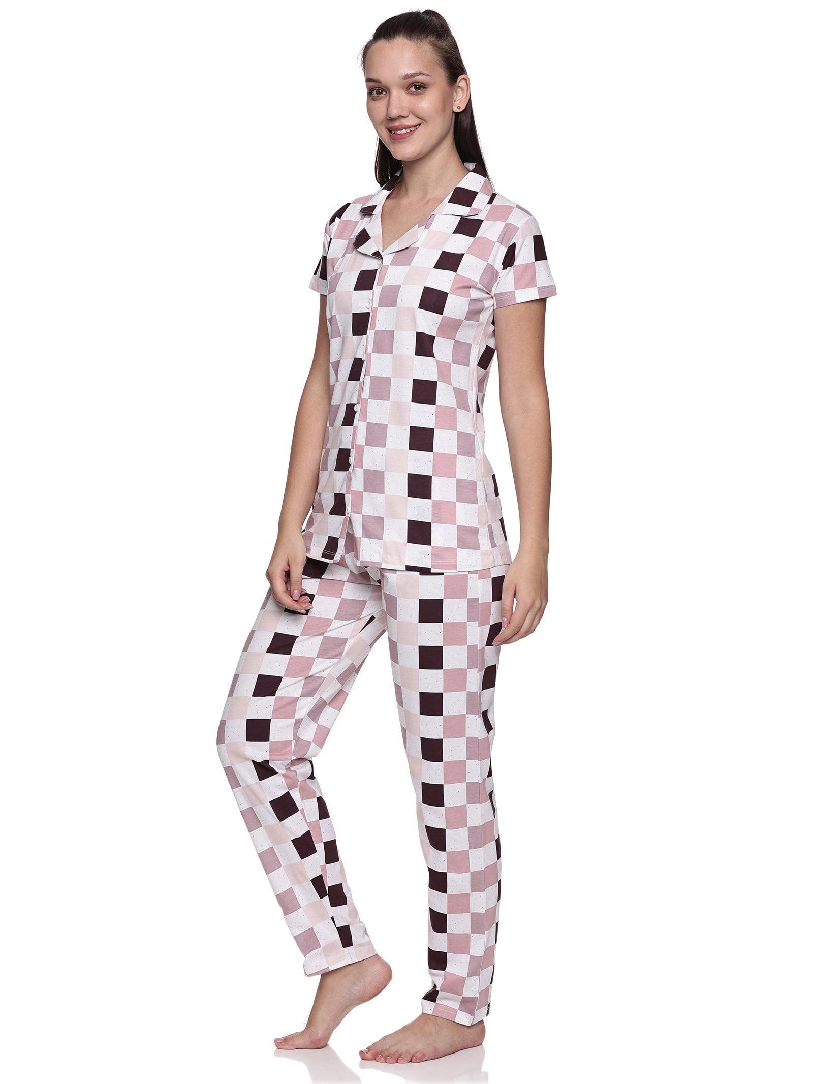 Cotton Lycra Short Sleeve Printed Shirt and Pant Set - 6459 A Teens Lifestyle