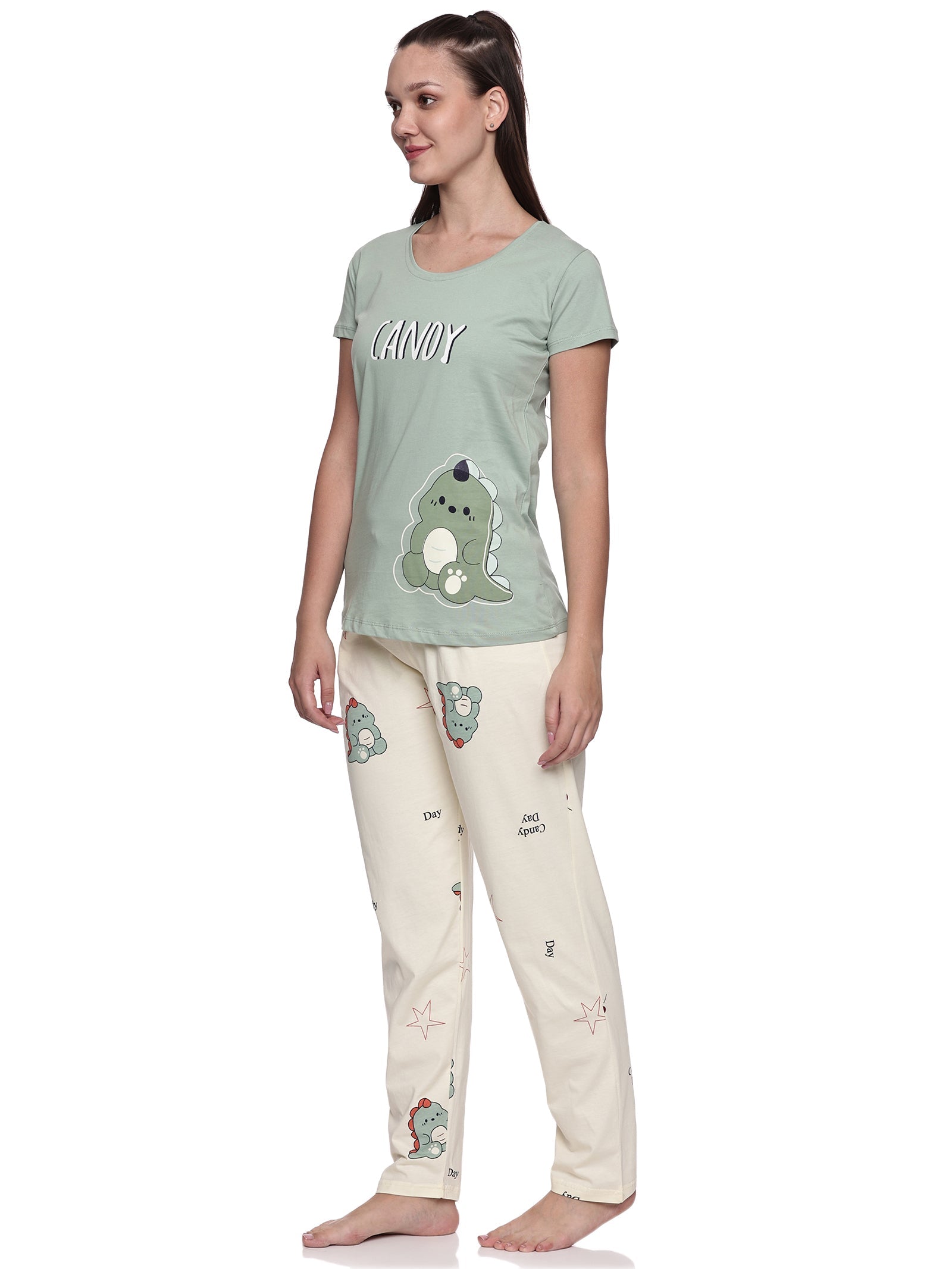 Cotton Lycra Short Sleeve Printed T-shirt and Pant Set - 6533 B Teens Lifestyle