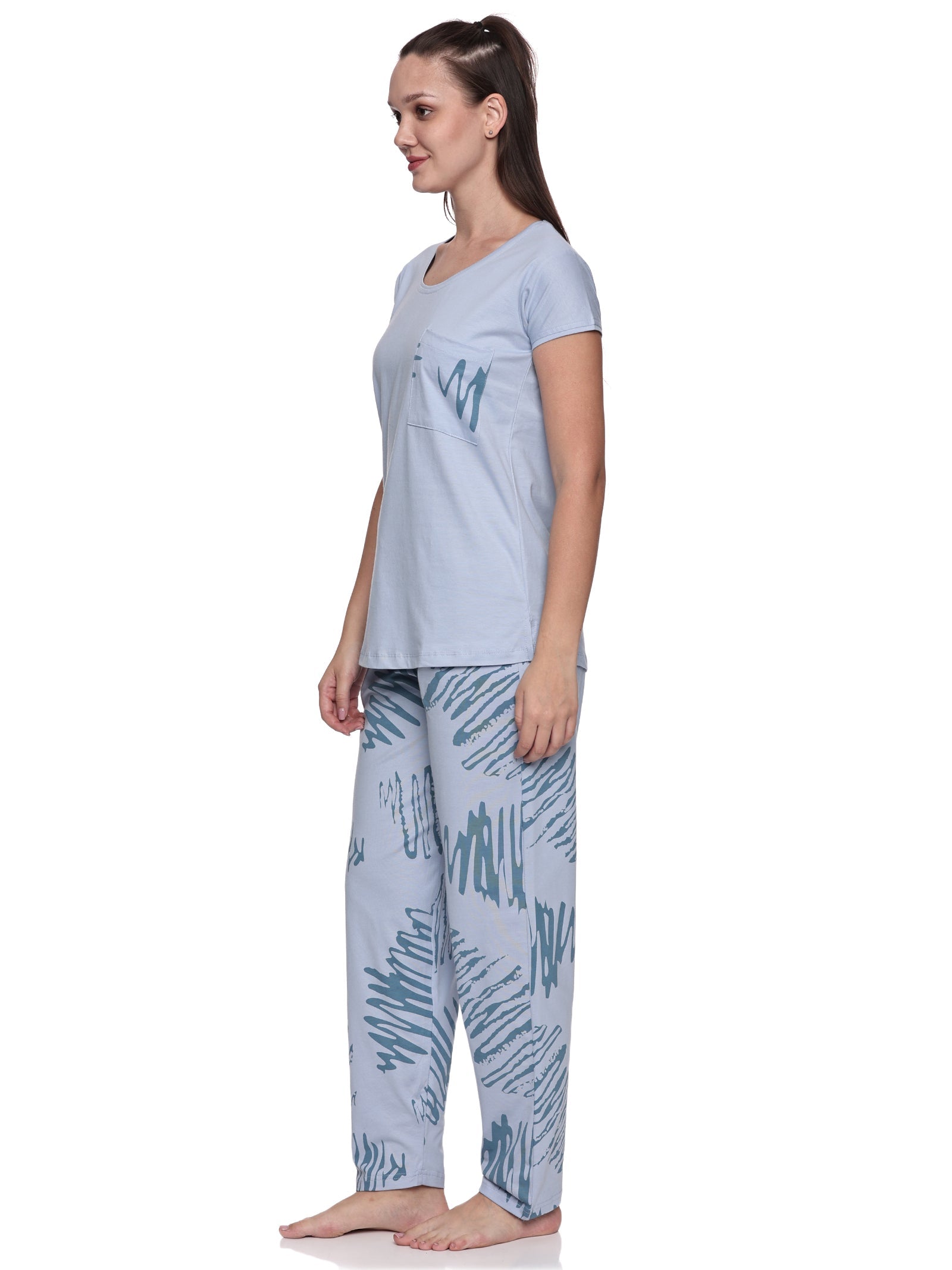 Cotton Lycra Short Sleeve Printed T-shirt and Pant Set - 6536 A Teens Lifestyle
