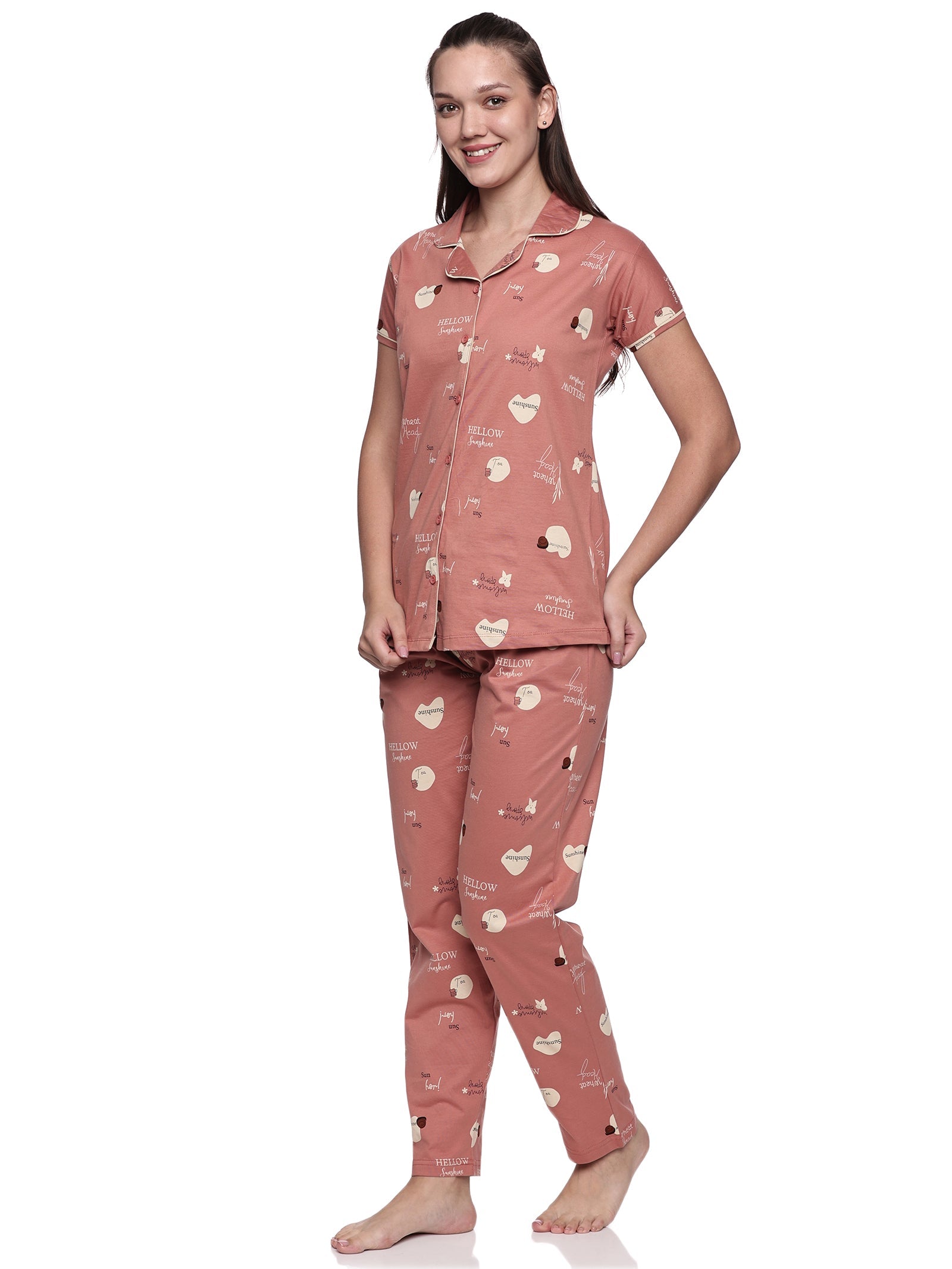 Cotton Lycra Short Sleeve Printed Shirt and Pant Set - 6555 A Teens Lifestyle