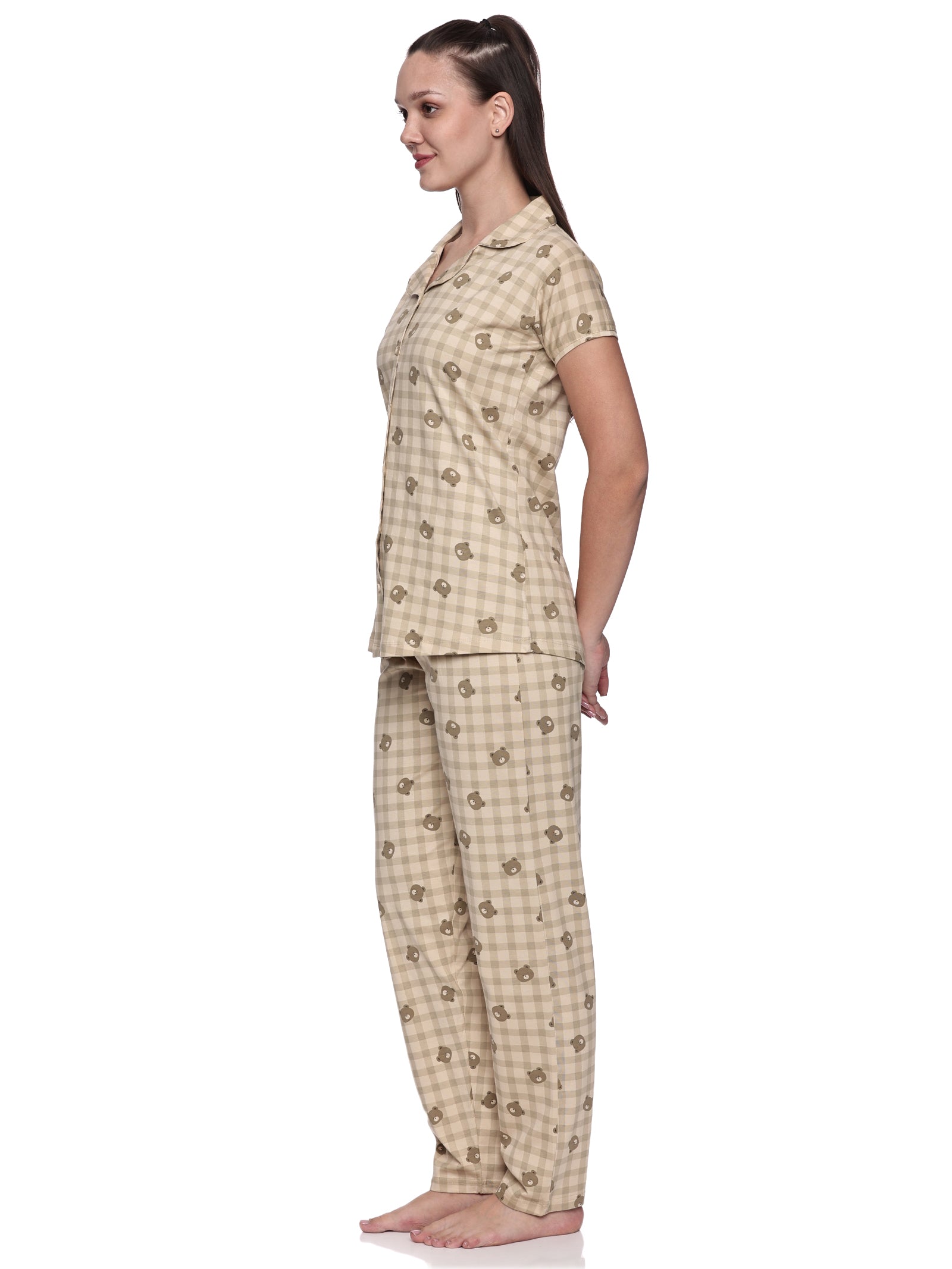 Cotton Lycra Short Sleeve Printed Shirt and Pant Set - 6565 A Teens Lifestyle