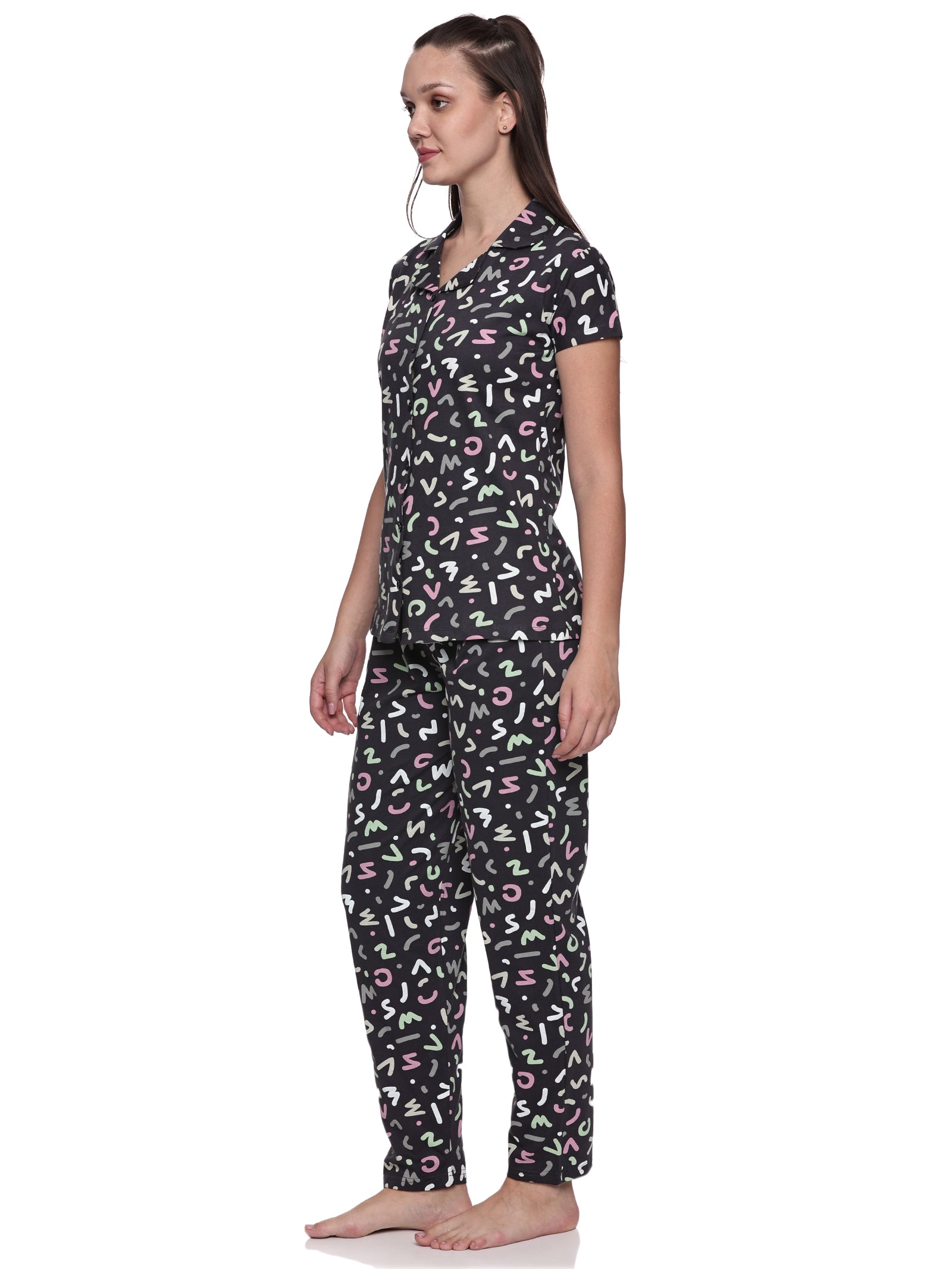 Cotton Lycra Short Sleeve Printed Shirt and Pant Set - 6497 B Teens Lifestyle