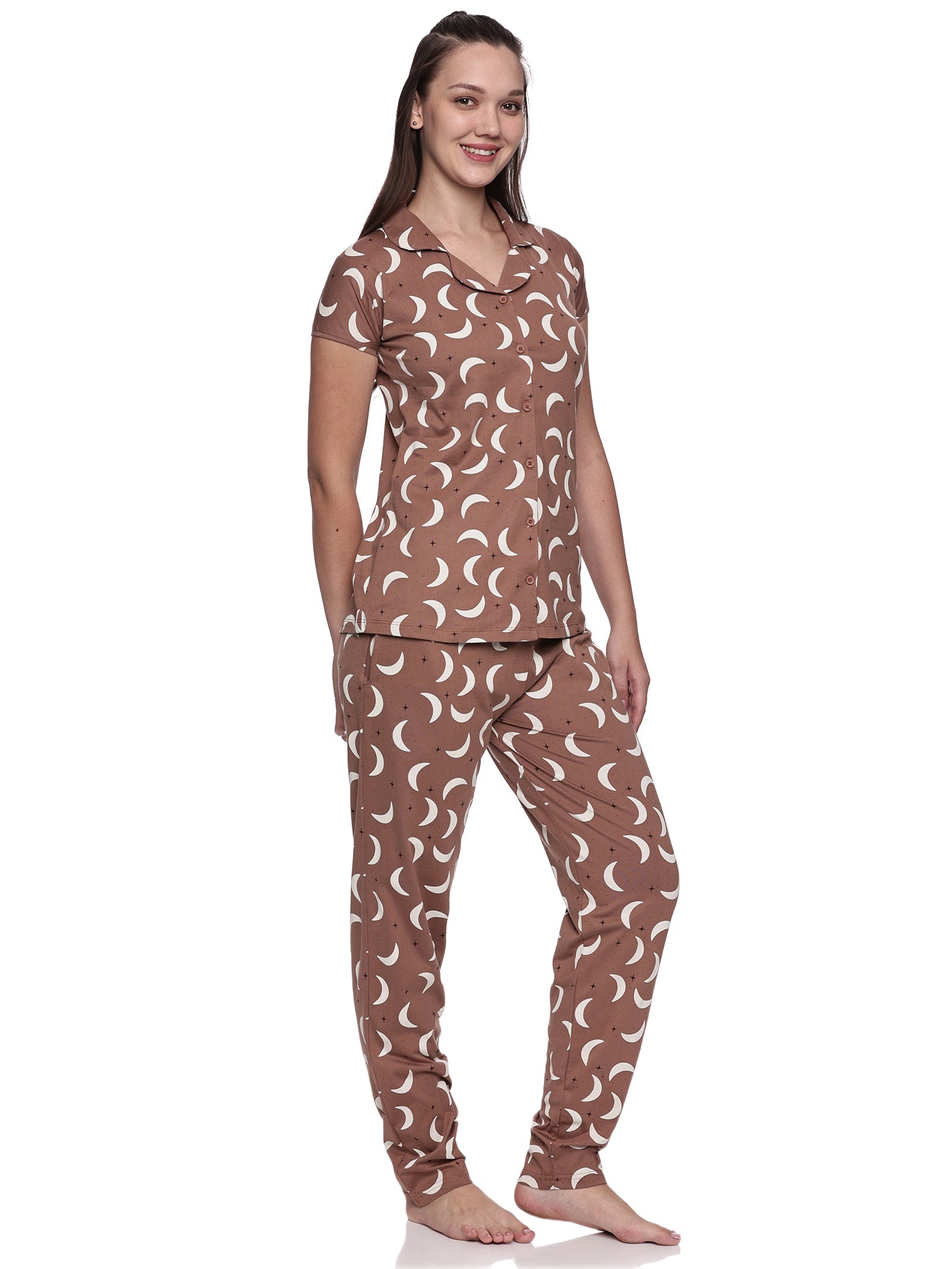 Cotton Lycra Short Sleeve Printed Shirt and Pant Set - 6567 B Teens Lifestyle