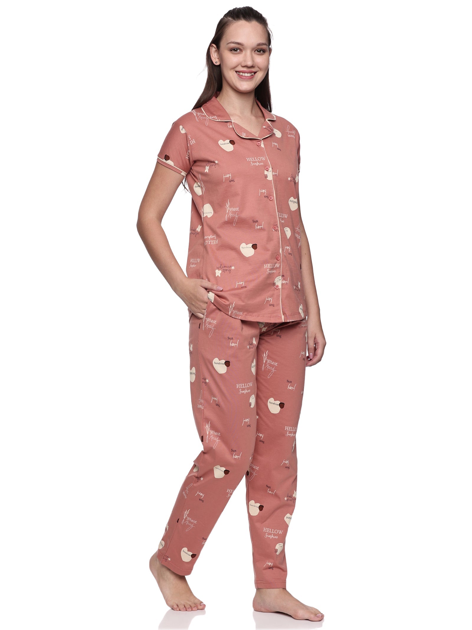 Cotton Lycra Short Sleeve Printed Shirt and Pant Set - 6555 A Teens Lifestyle