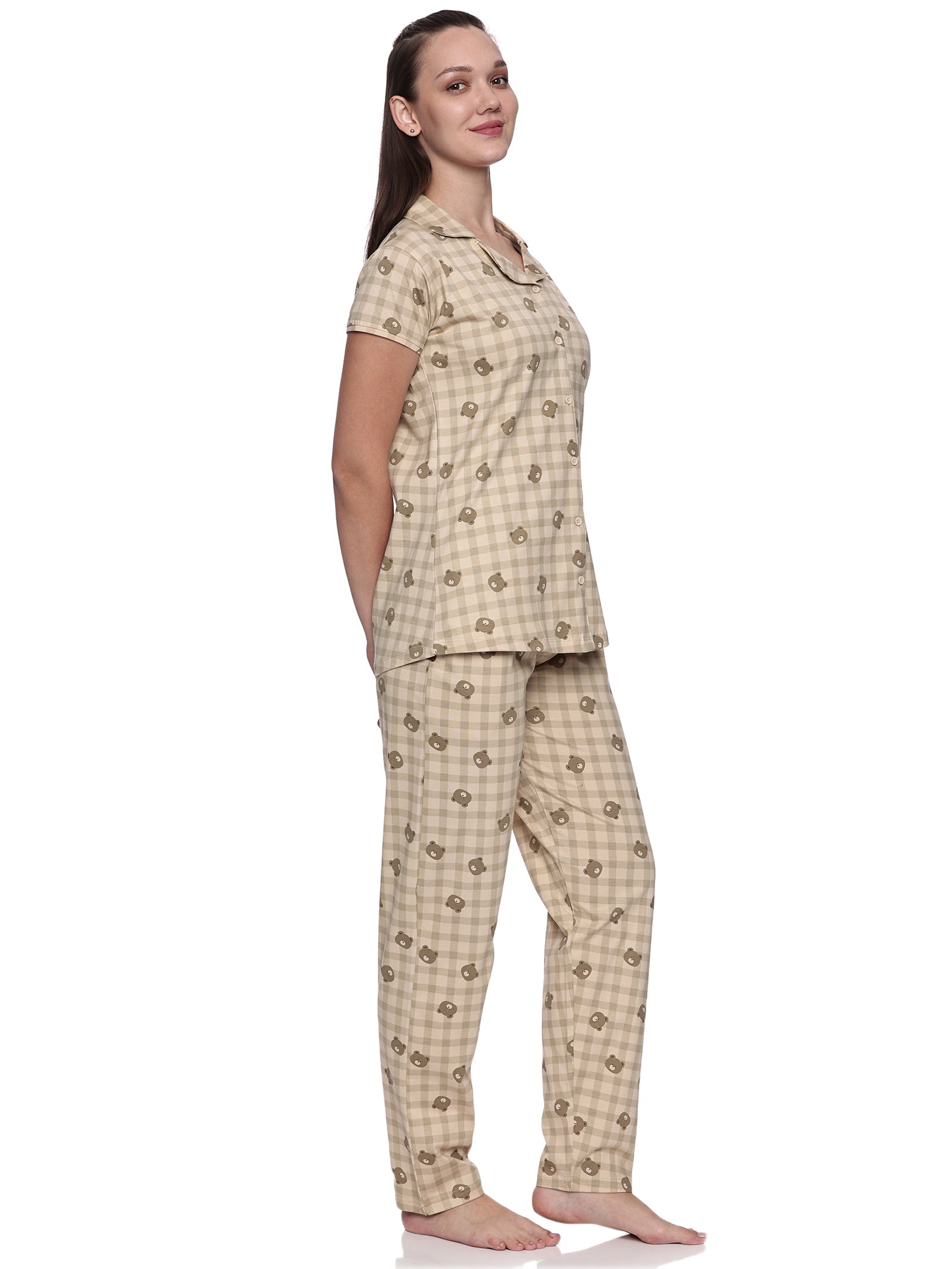 Cotton Lycra Short Sleeve Printed Shirt and Pant Set - 6565 A Teens Lifestyle