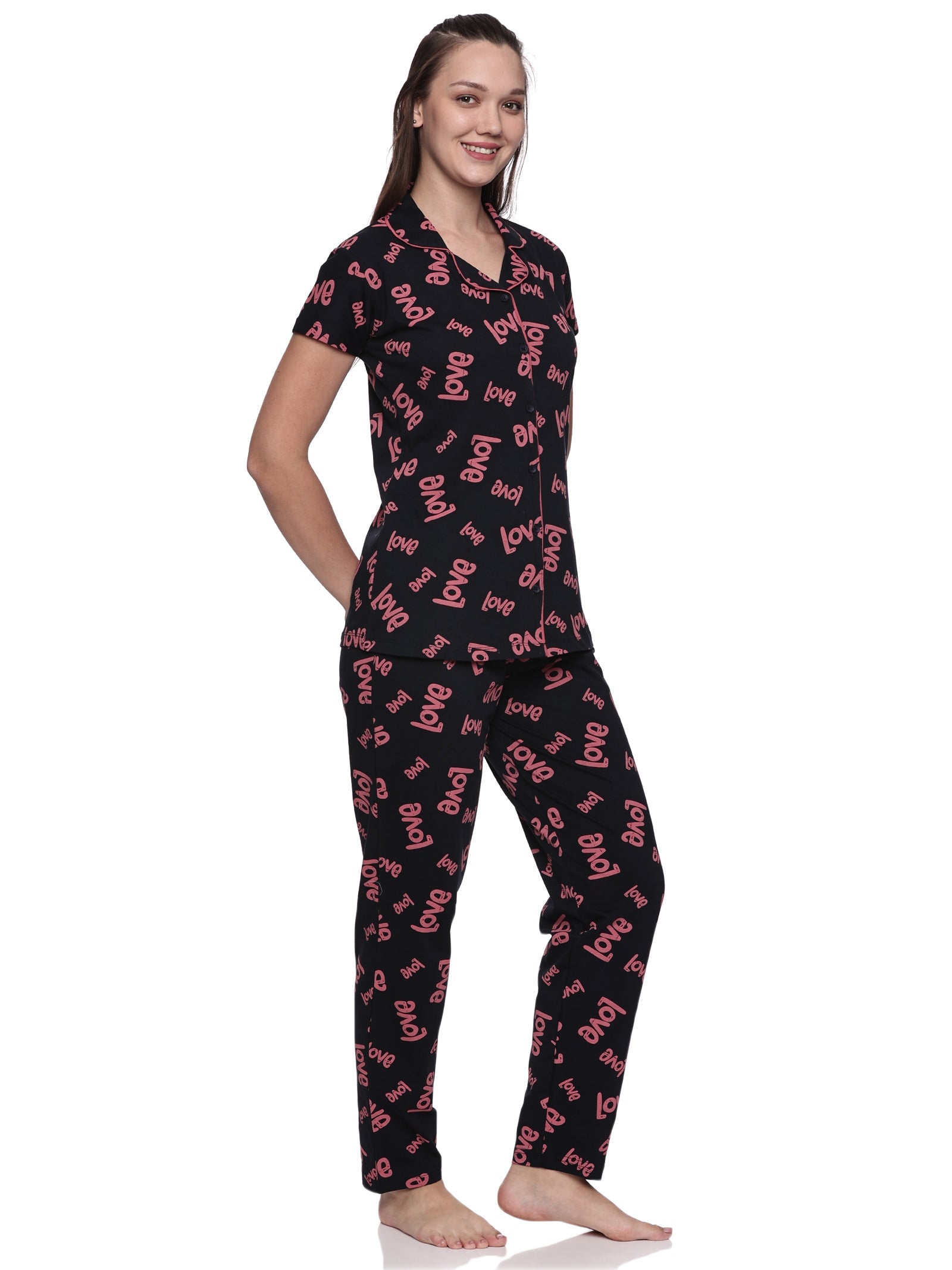 Cotton Lycra Short Sleeve Printed Shirt and Pant Set - 6513 B Teens Lifestyle