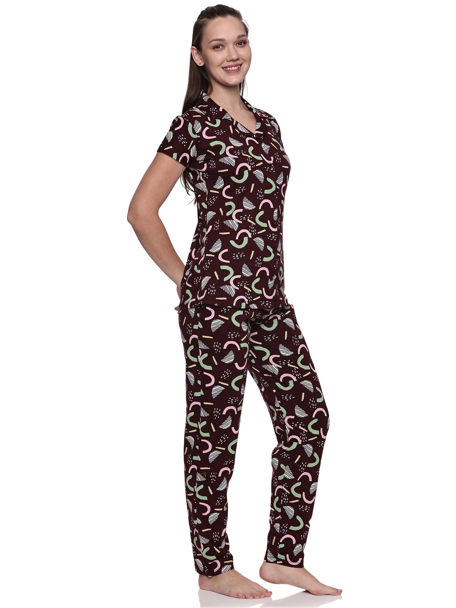 Cotton Lycra Short Sleeve Printed Shirt and Pant Set - 6512 B Teens Lifestyle