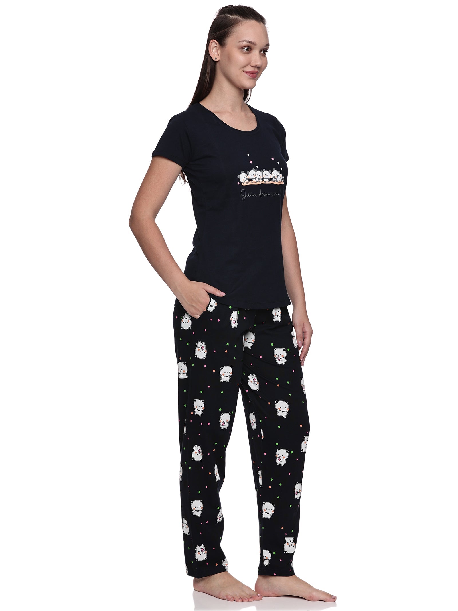 Cotton Lycra Short Sleeve Printed T-shirt and Pant Set - 6544 B Teens Lifestyle
