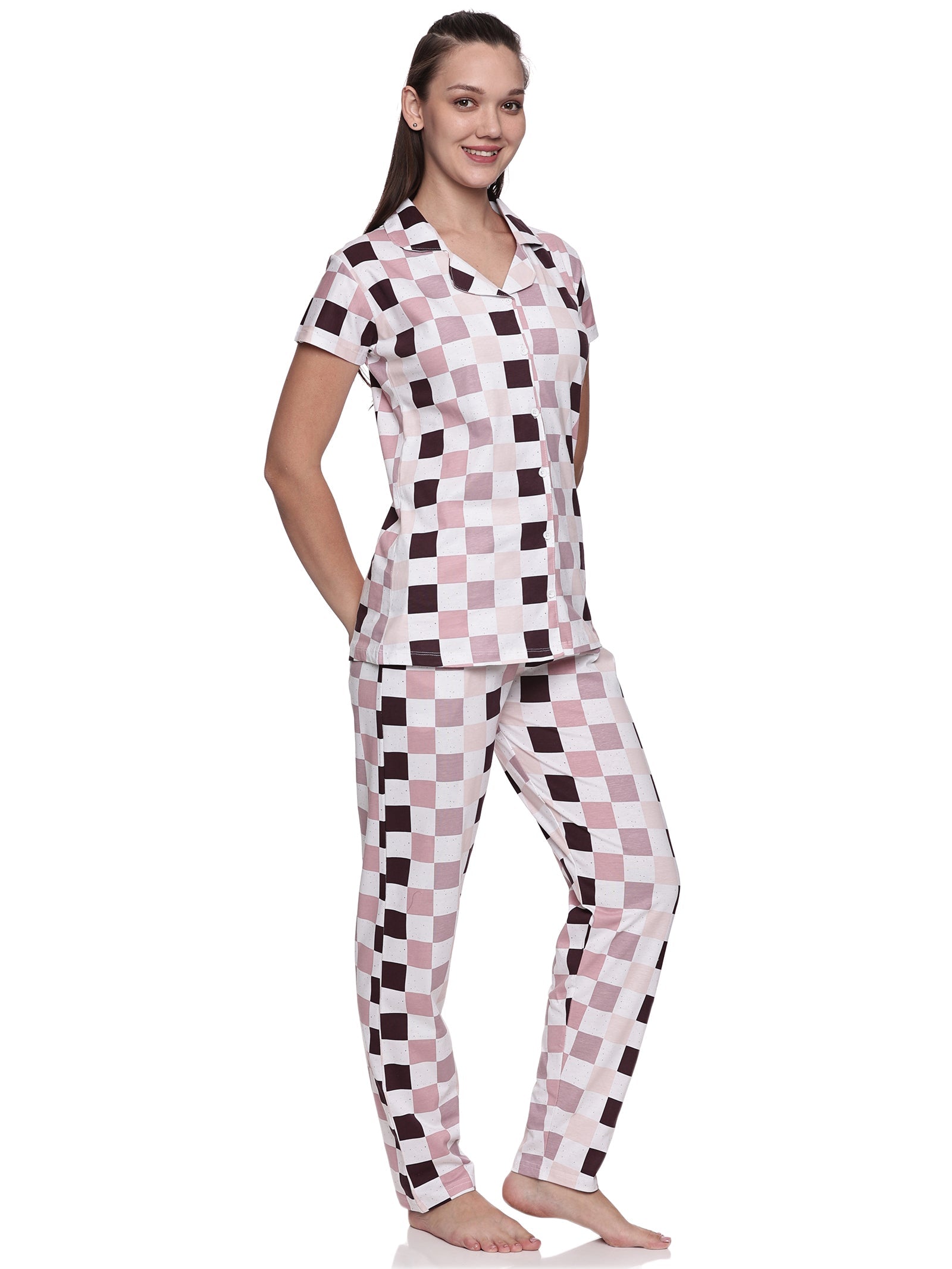 Cotton Lycra Short Sleeve Printed Shirt and Pant Set - 6459 A Teens Lifestyle