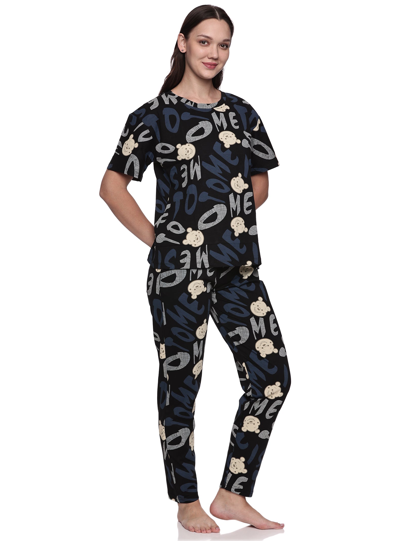 Cotton Lycra Drop Sleeve Printed T-shirt and Pant Set - 6348 B Teens Lifestyle