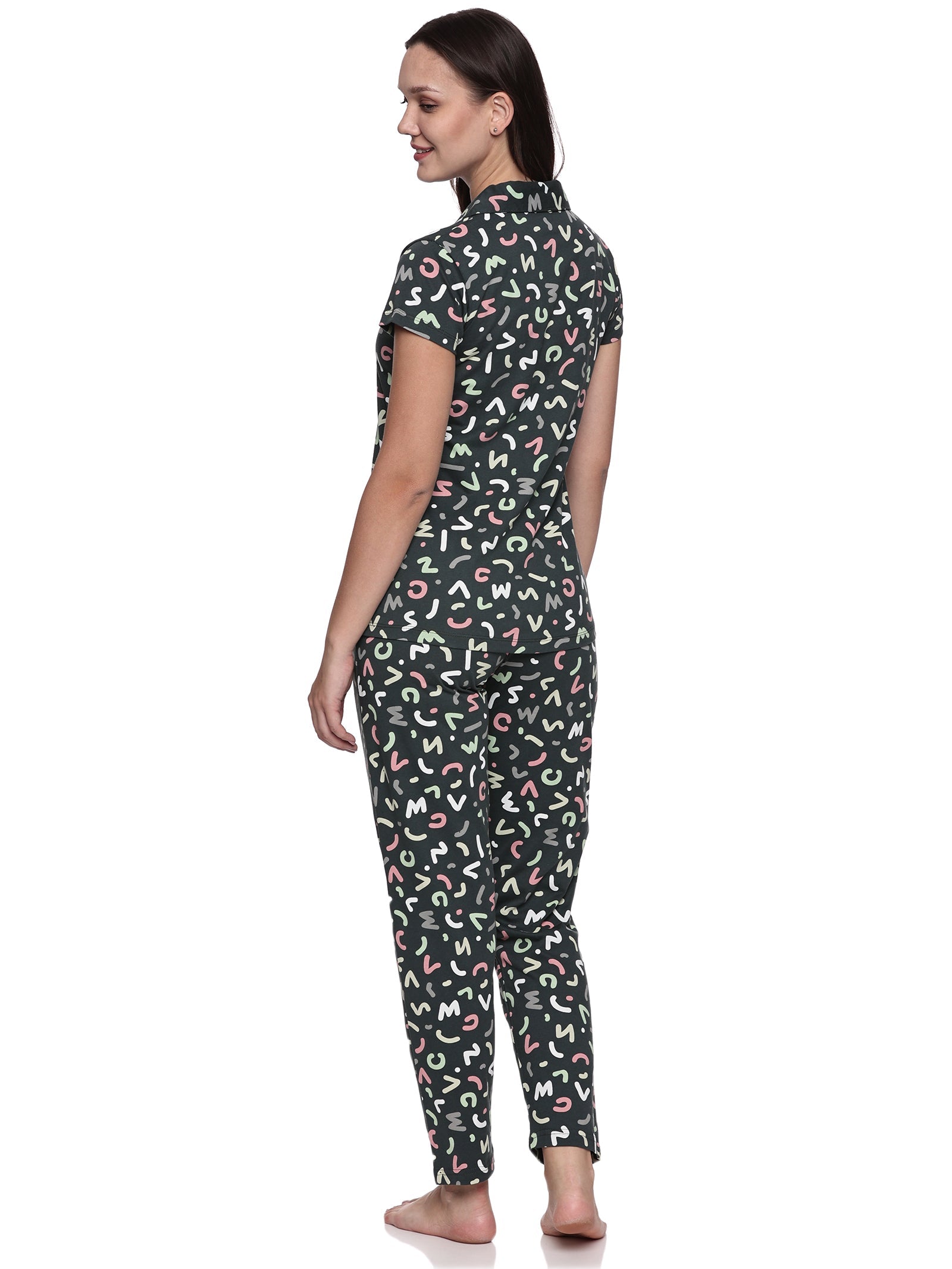 Cotton Lycra Short Sleeve Printed Shirt and Pant Set - 6497 A Teens Lifestyle