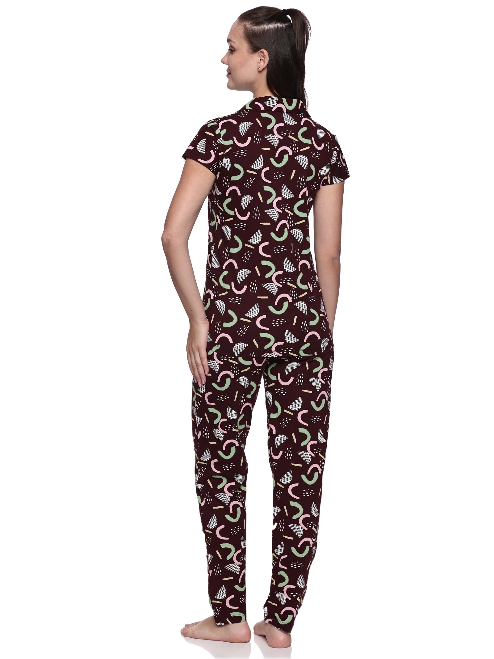 Cotton Lycra Short Sleeve Printed Shirt and Pant Set - 6512 B Teens Lifestyle