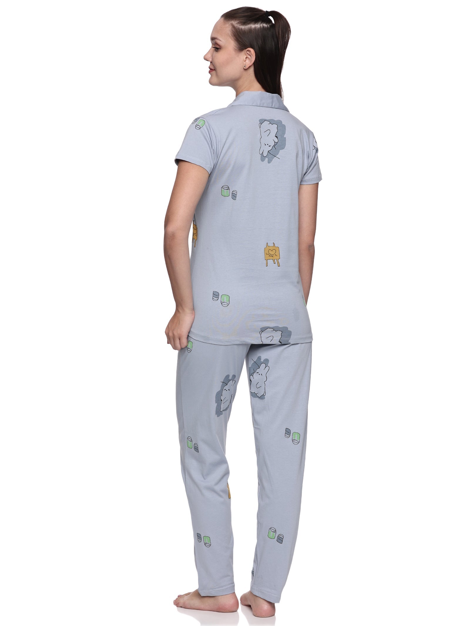 Cotton Lycra Short Sleeve Printed Shirt and Pant Set - 6564 B Teens Lifestyle