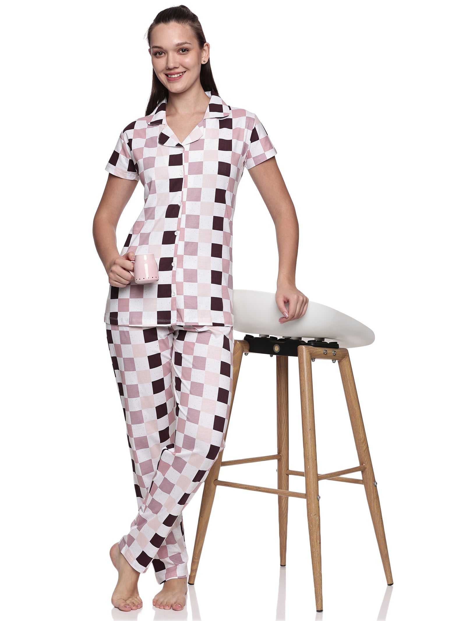 Cotton Lycra Short Sleeve Printed Shirt and Pant Set - 6459 A Teens Lifestyle
