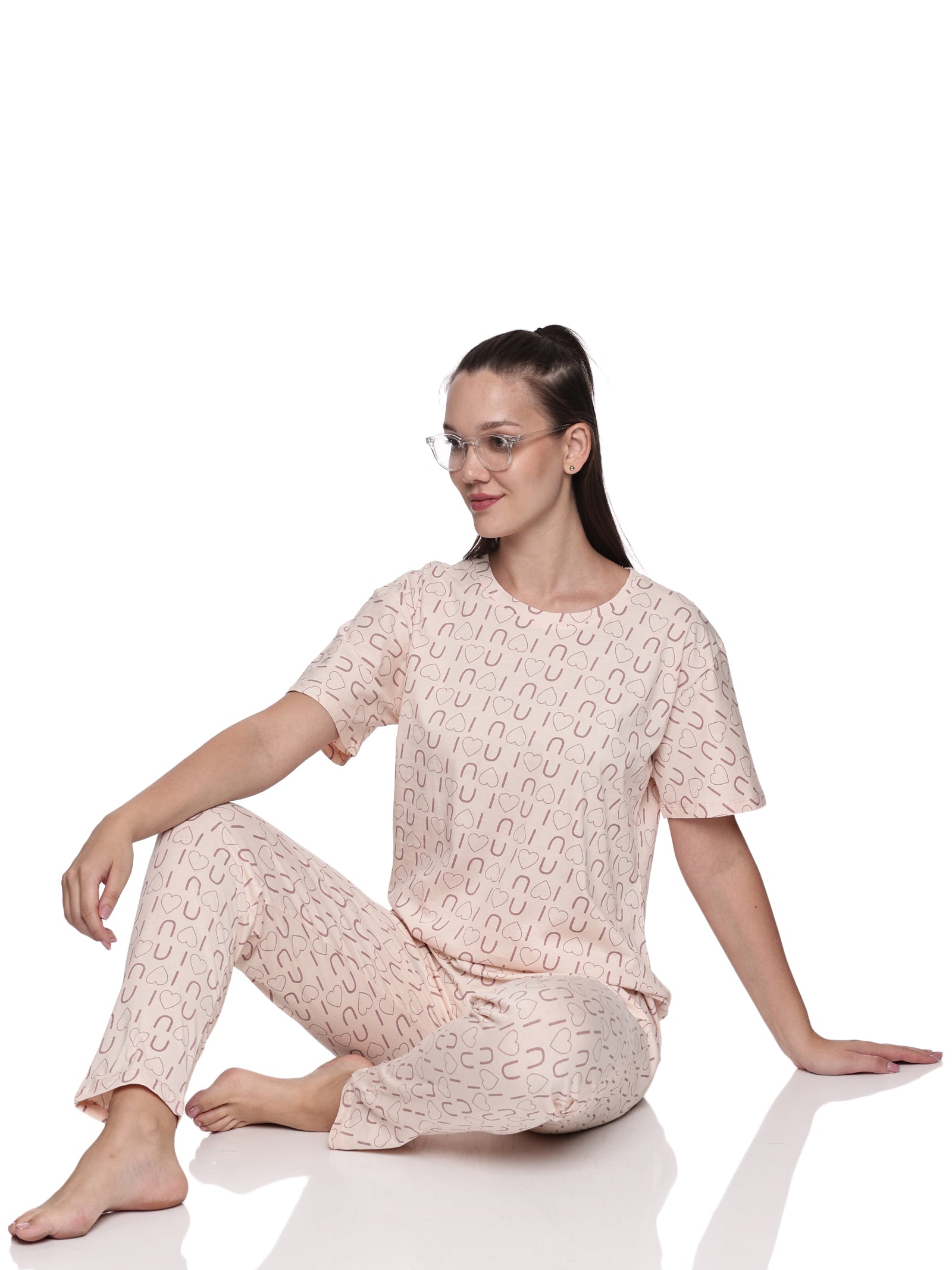 Cotton Lycra Drop Sleeve Printed T-shirt and Pant Set - 6294 B Teens Lifestyle