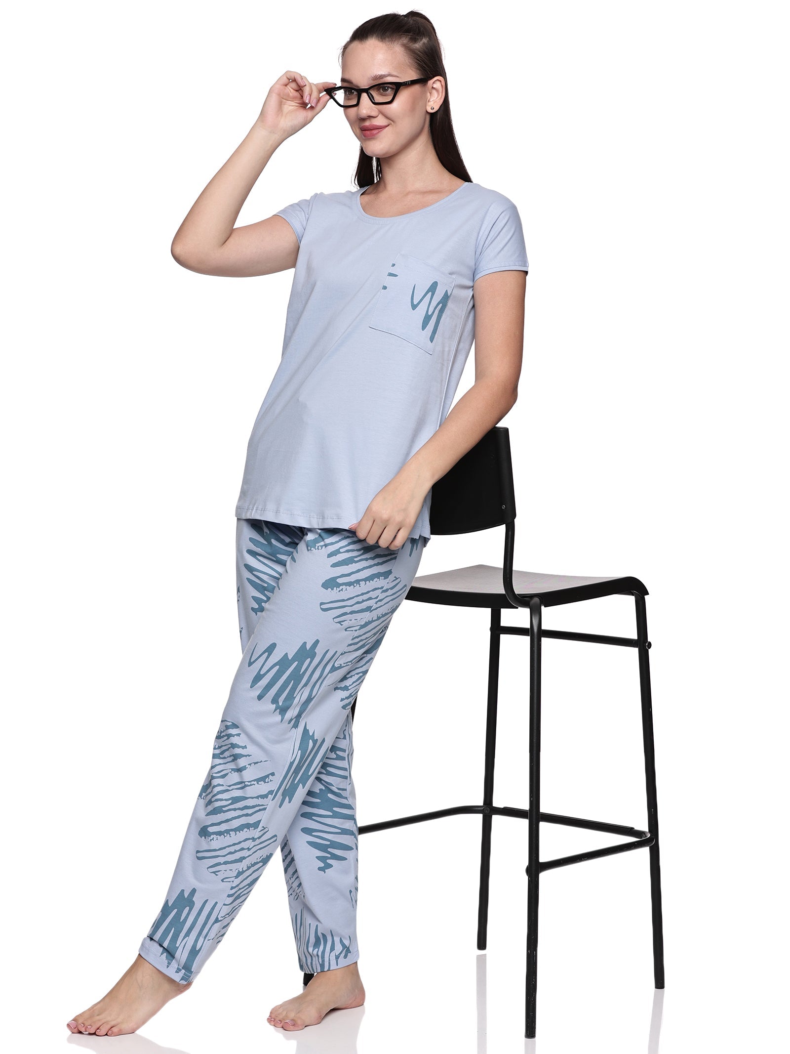 Cotton Lycra Short Sleeve Printed T-shirt and Pant Set - 6536 A Teens Lifestyle