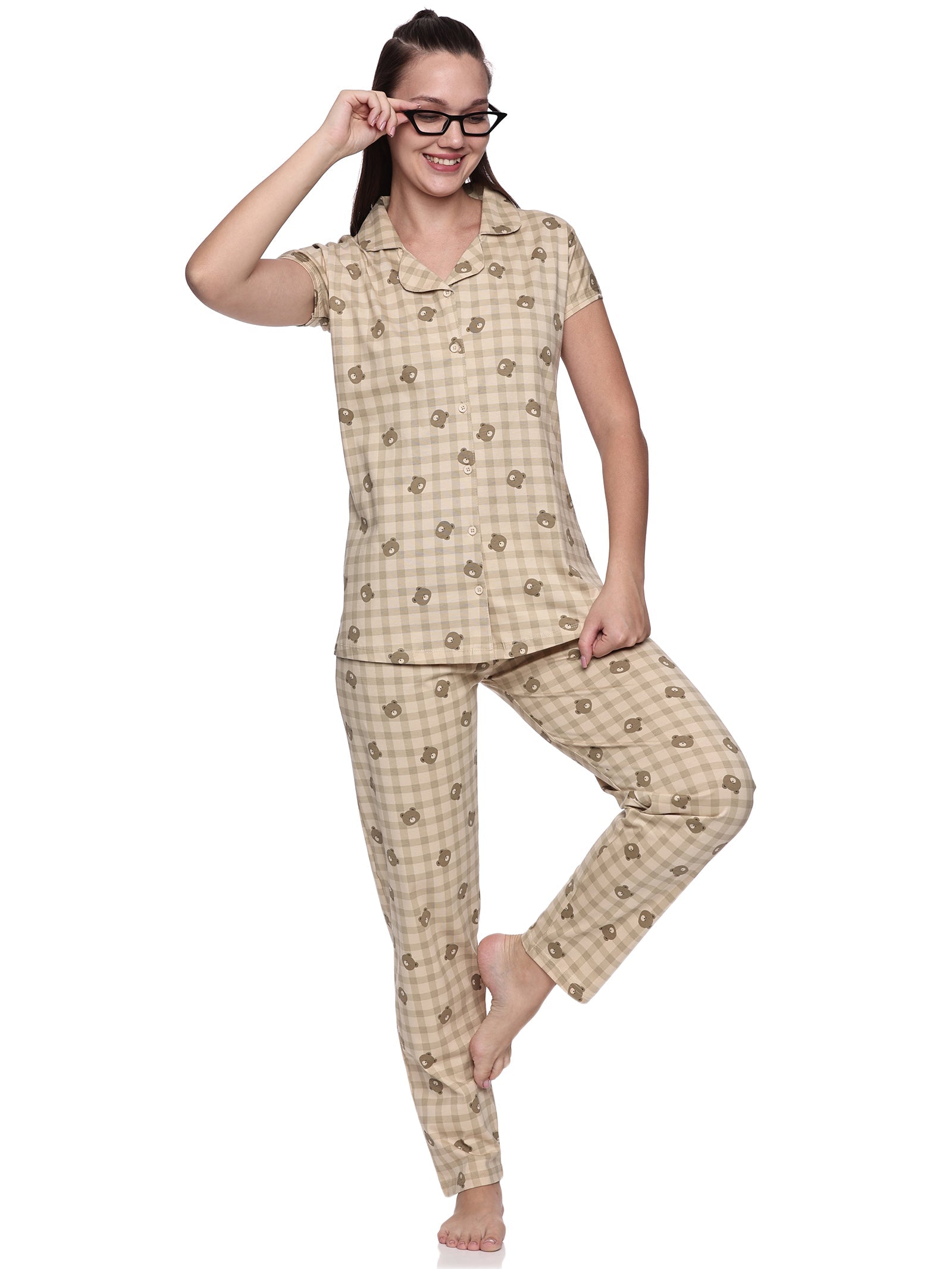 Cotton Lycra Short Sleeve Printed Shirt and Pant Set - 6565 A Teens Lifestyle