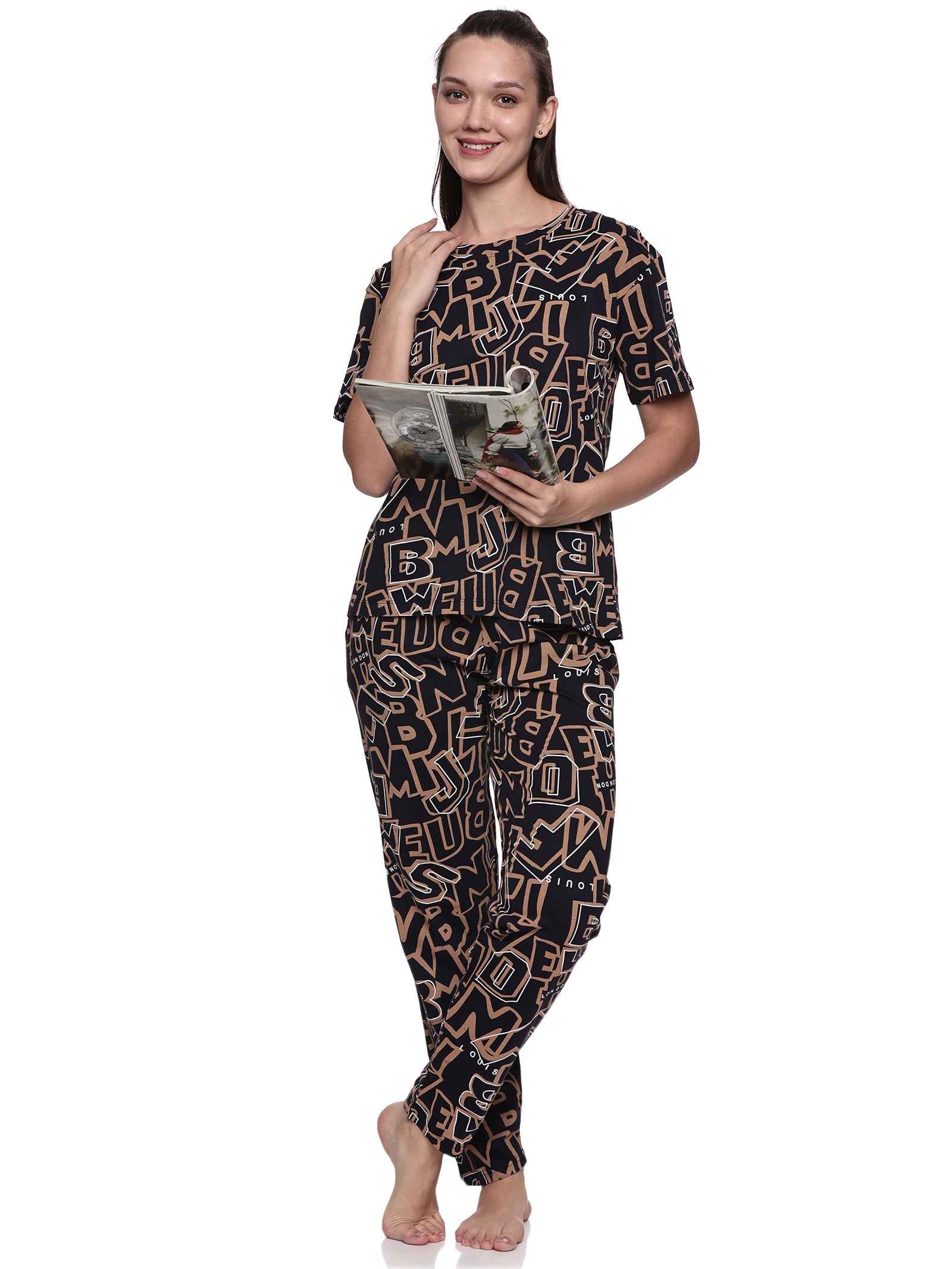 Cotton Lycra Drop Sleeve Printed T-shirt and Pant Set - 6345 A Teens Lifestyle