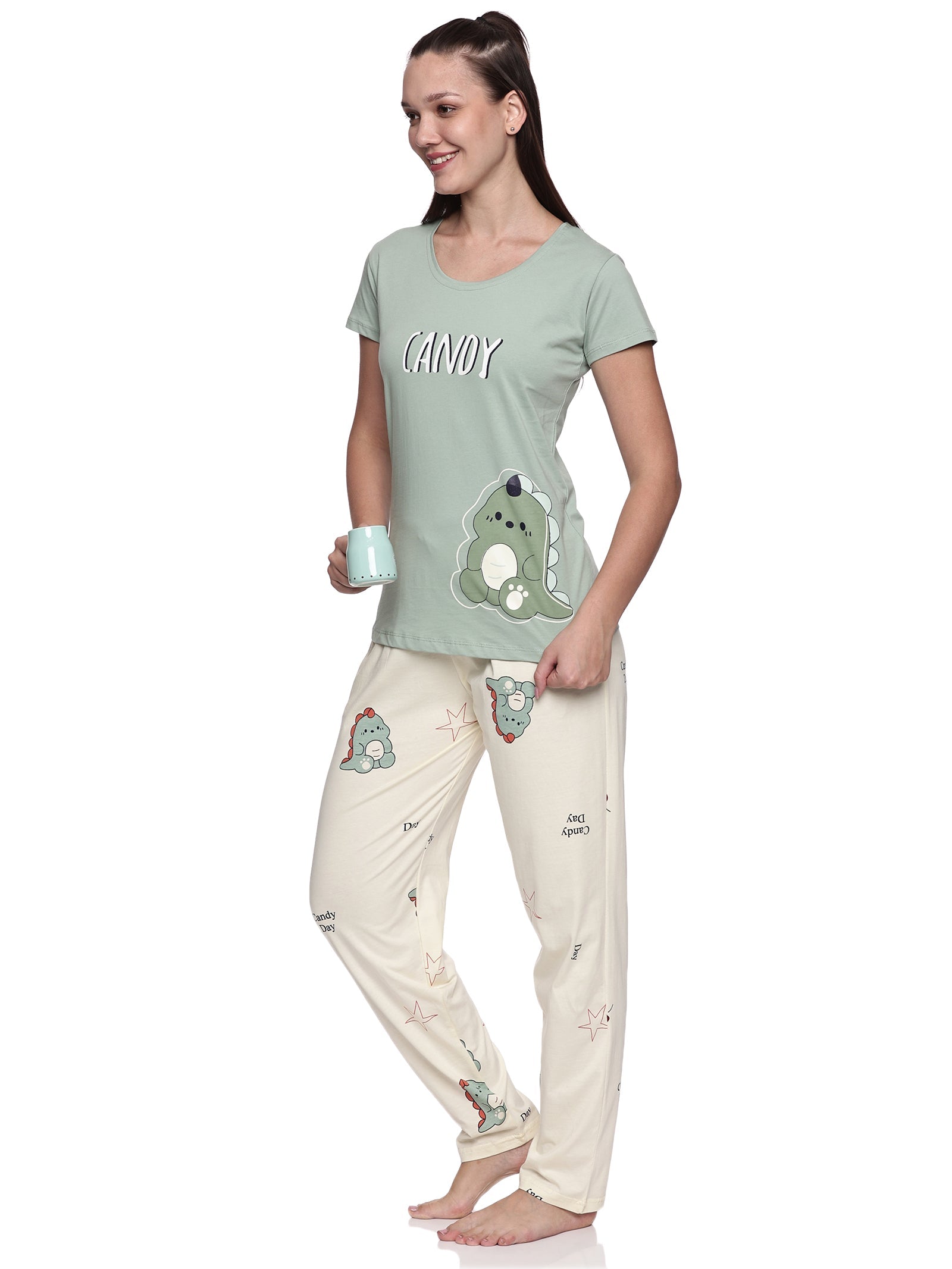 Cotton Lycra Short Sleeve Printed T-shirt and Pant Set - 6533 B Teens Lifestyle