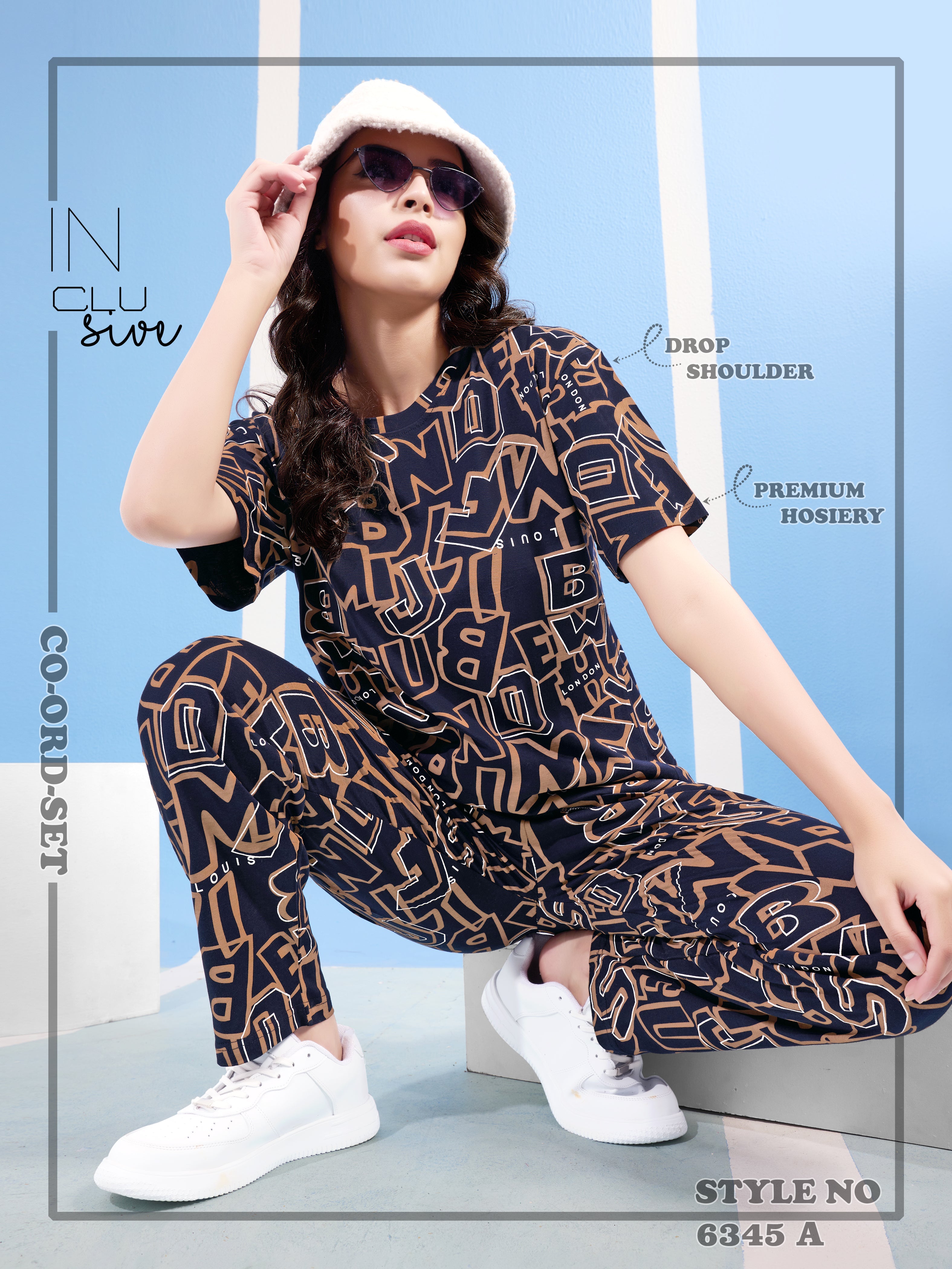 Cotton Lycra Drop Sleeve Printed T-shirt and Pant Set - 6345 A Teens Lifestyle