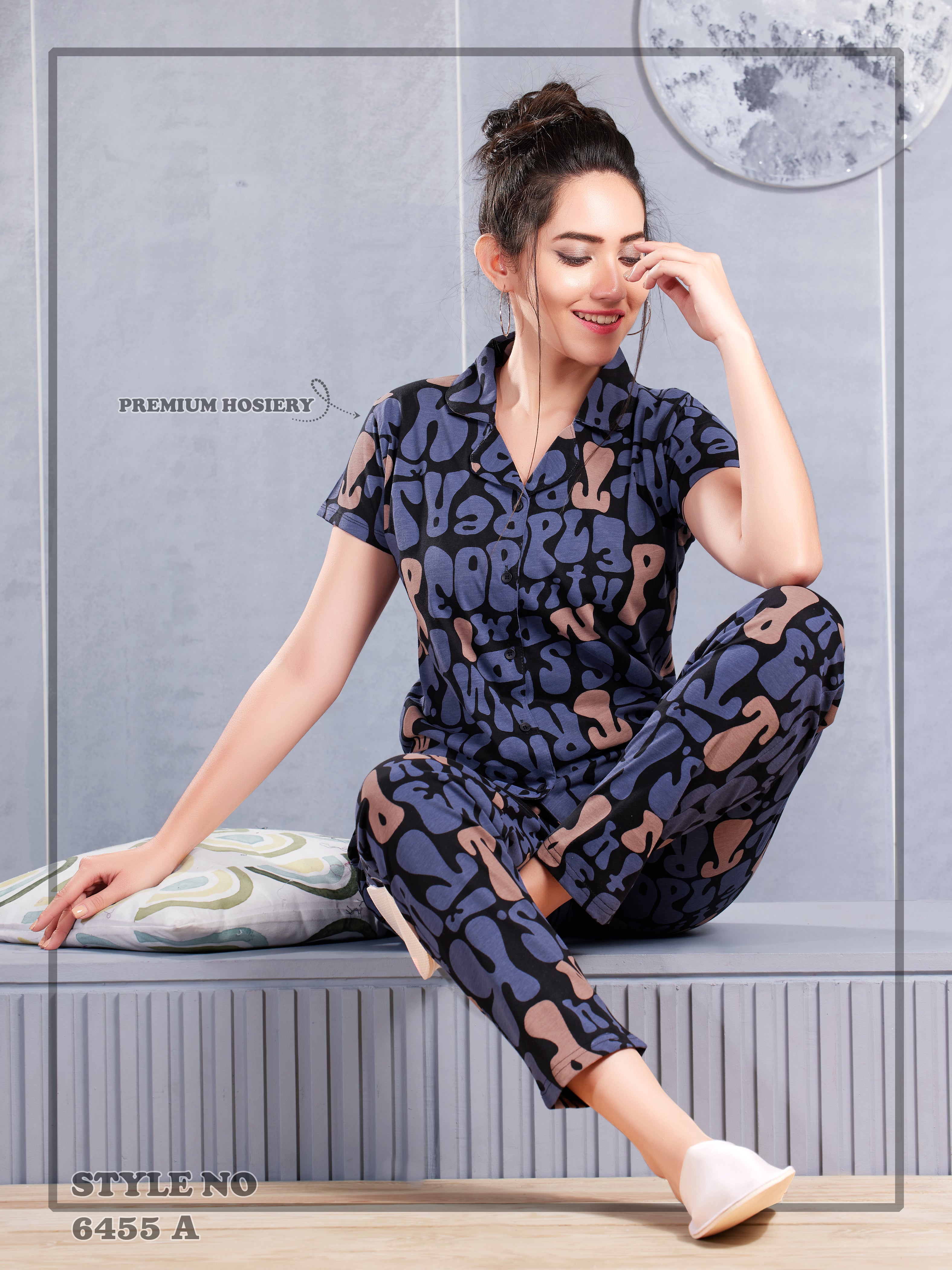 Cotton Lycra Short Sleeve Printed Shirt and Pant Set - 6455 A Teens Lifestyle