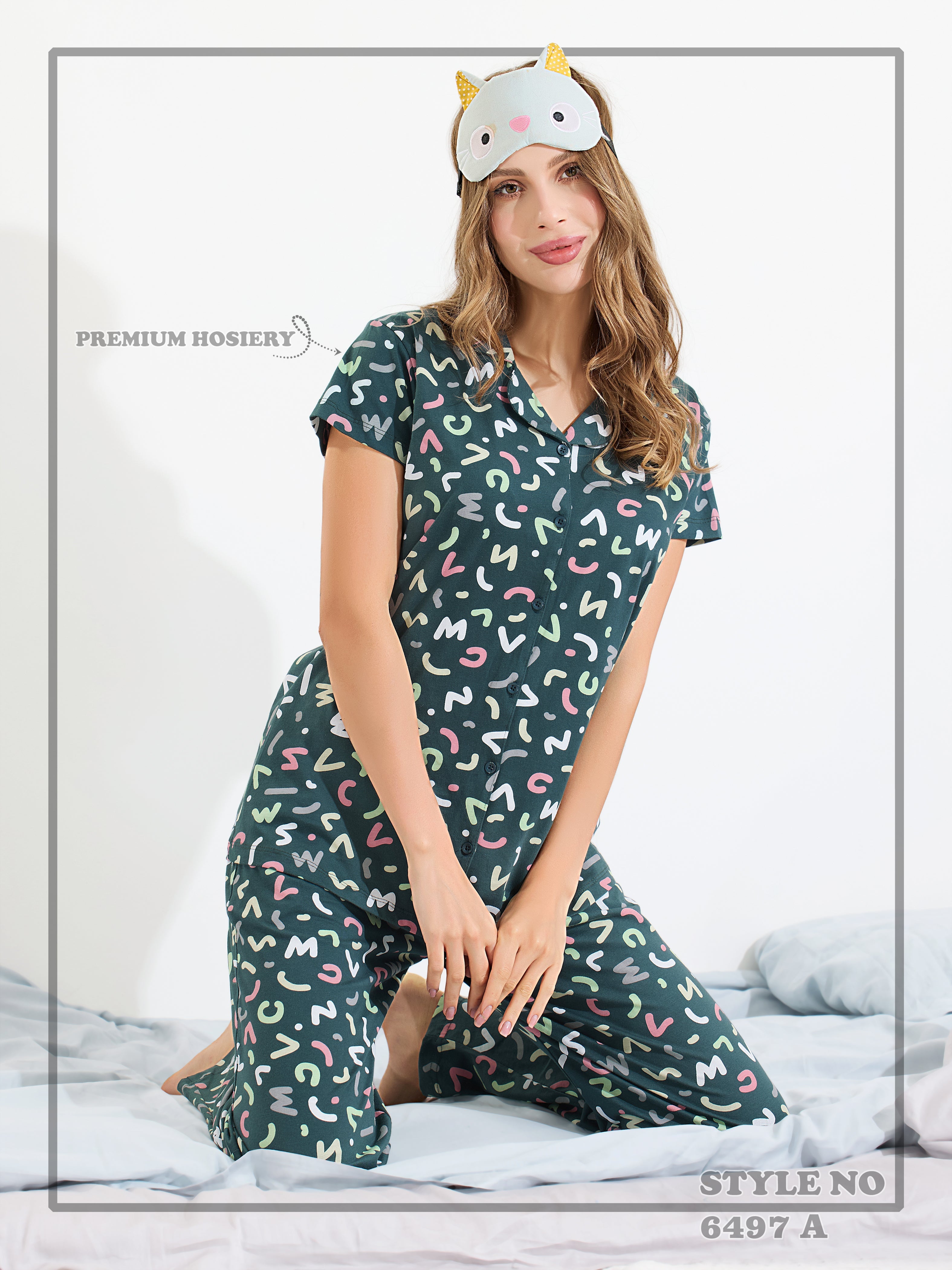 Cotton Lycra Short Sleeve Printed Shirt and Pant Set - 6497 A Teens Lifestyle