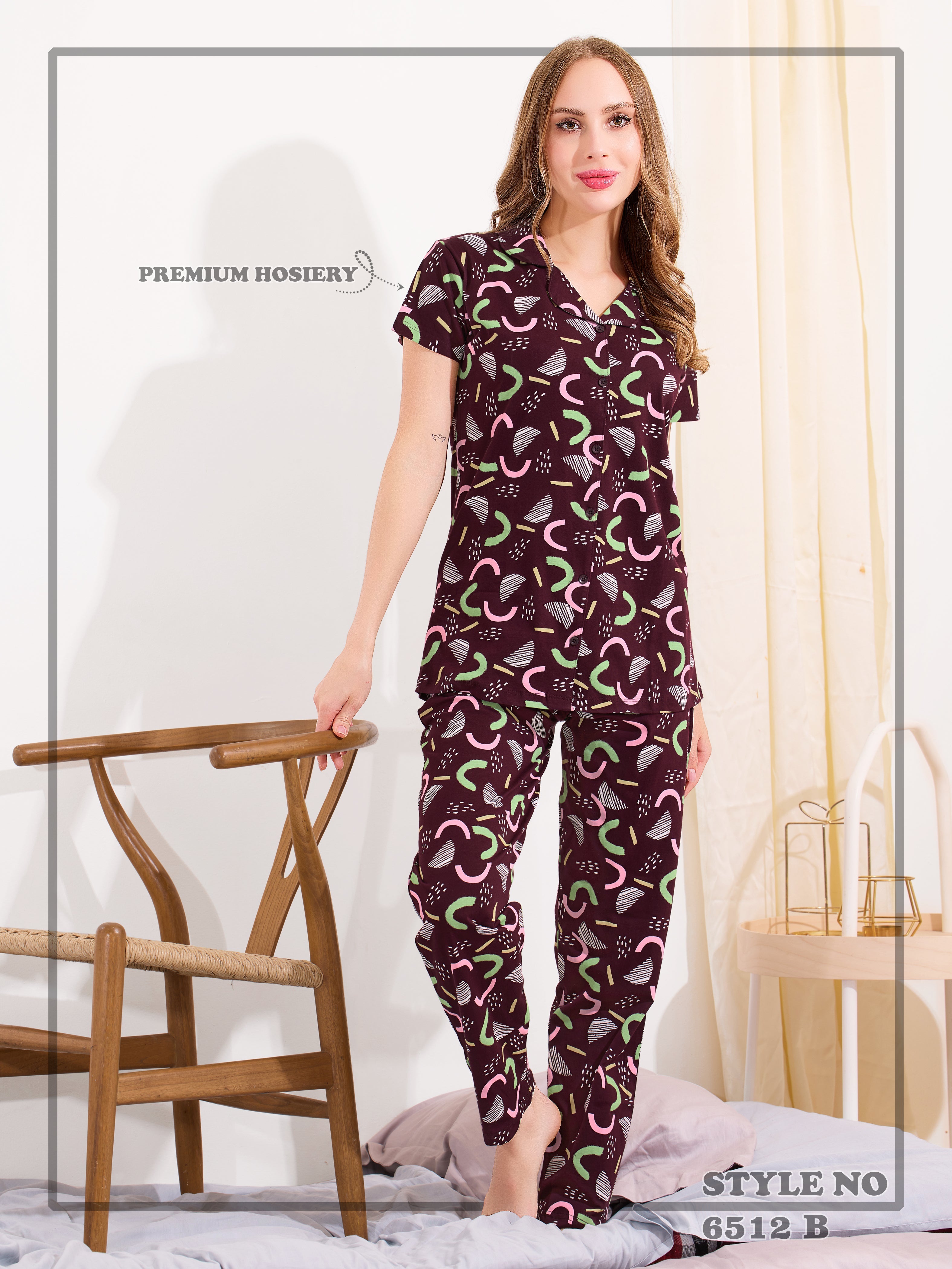 Cotton Lycra Short Sleeve Printed Shirt and Pant Set - 6512 B Teens Lifestyle