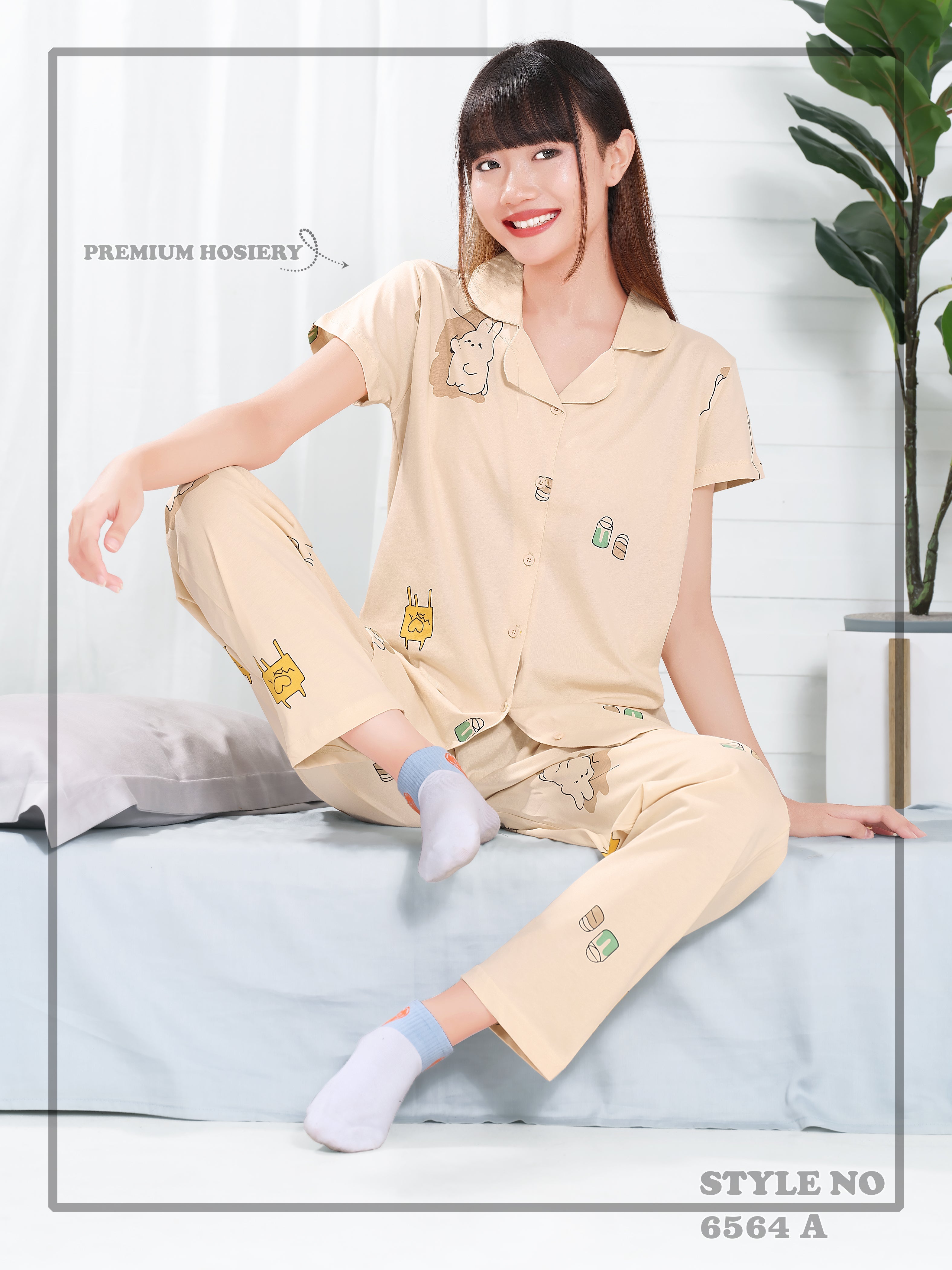 Cotton Lycra Short Sleeve Printed Shirt and Pant Set - 6564 A Teens Lifestyle