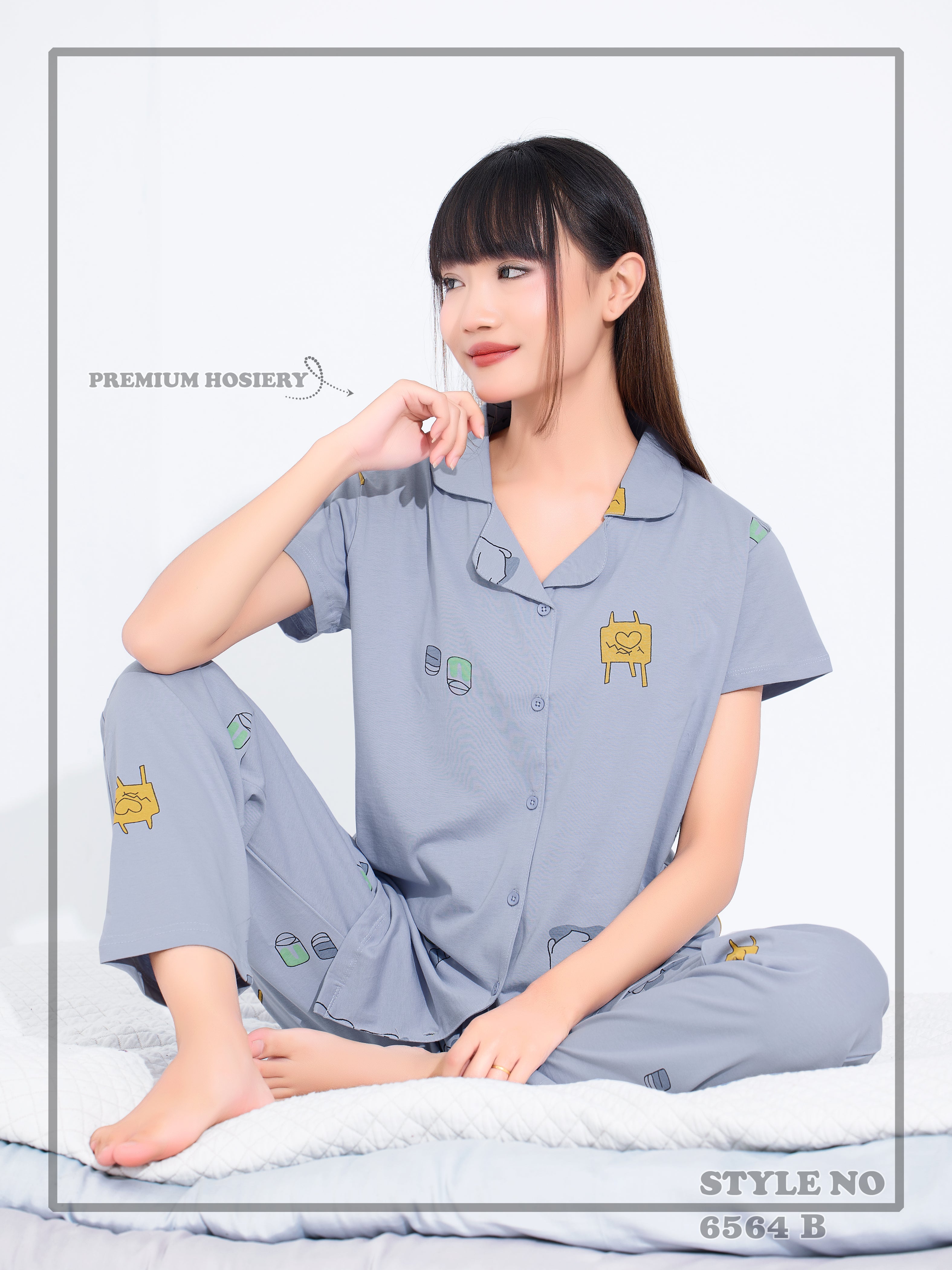 Cotton Lycra Short Sleeve Printed Shirt and Pant Set - 6564 B Teens Lifestyle