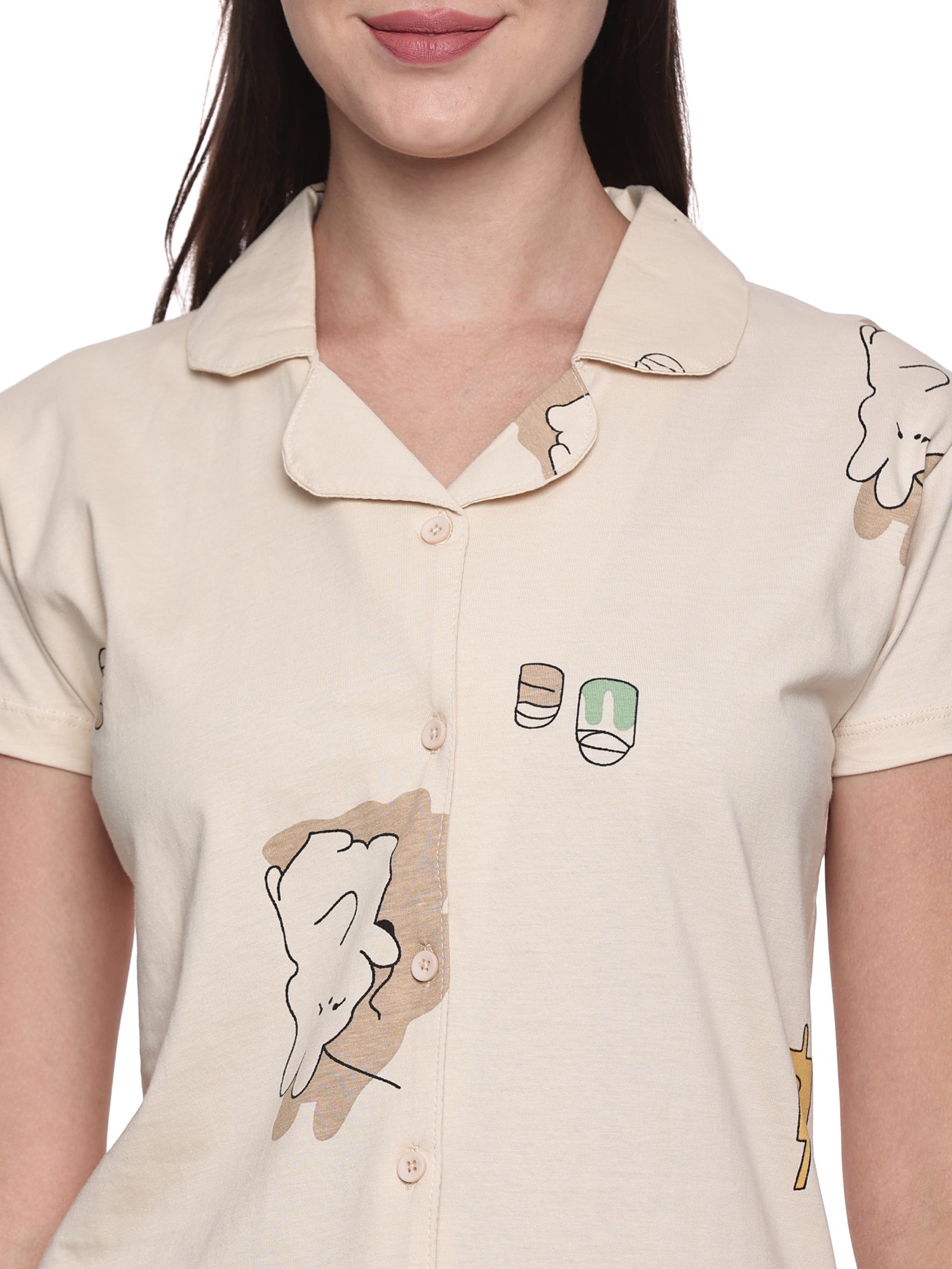 Cotton Lycra Short Sleeve Printed Shirt and Pant Set - 6564 A Teens Lifestyle