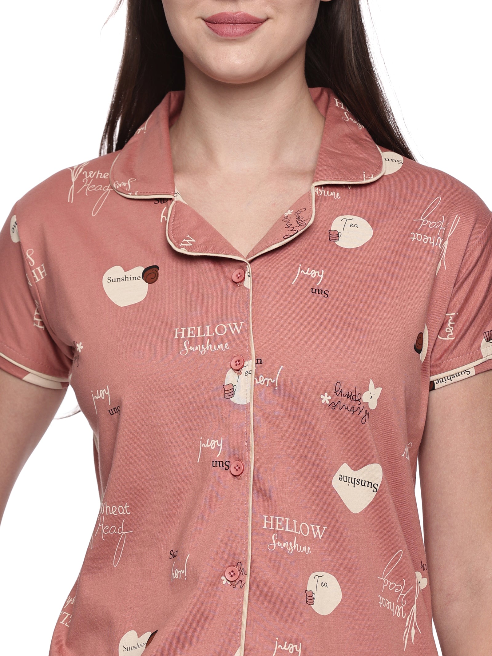 Cotton Lycra Short Sleeve Printed Shirt and Pant Set - 6555 A Teens Lifestyle