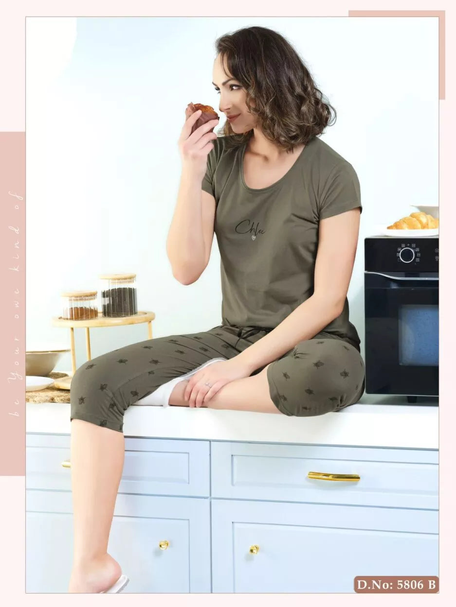 Cotton Lycra Short Sleeve T-shirt and Pant Set - 5806 B Teens Lifestyle